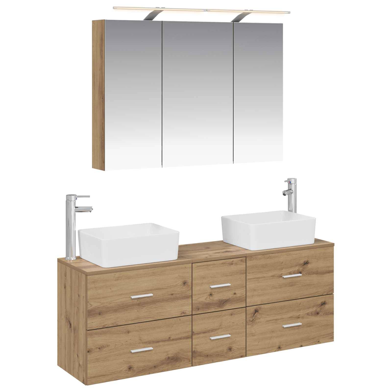 vidaXL Badezimmermöbel-Set 4 Stk. Artisan-Eiche Ingenieurholz und Glas