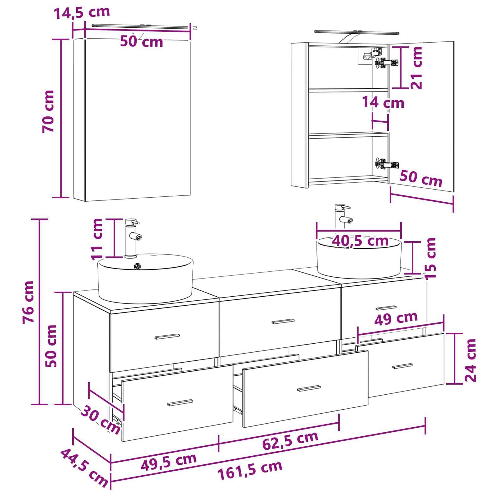 vidaXL Badezimmermöbel-Set 5 pcs Geräucherte Eiche