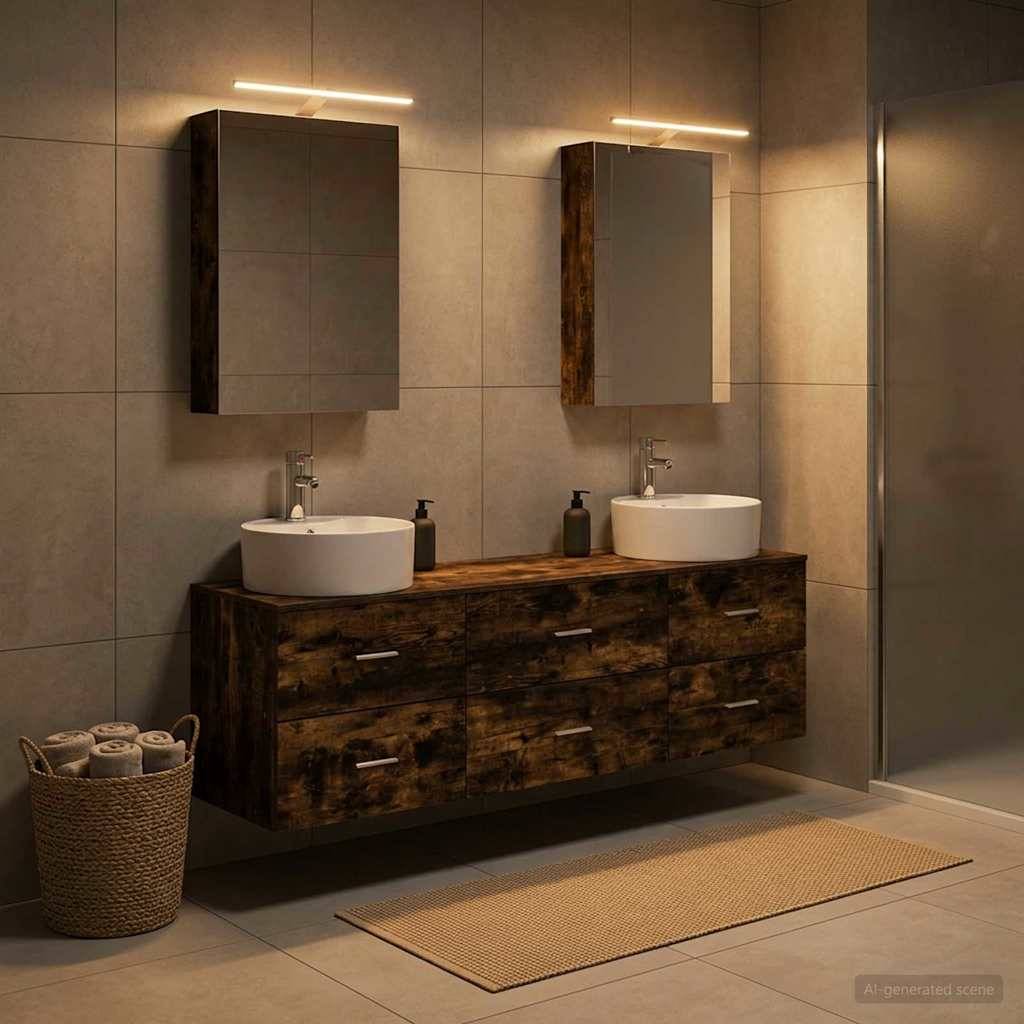vidaXL Badezimmermöbel-Set 5 pcs Geräucherte Eiche