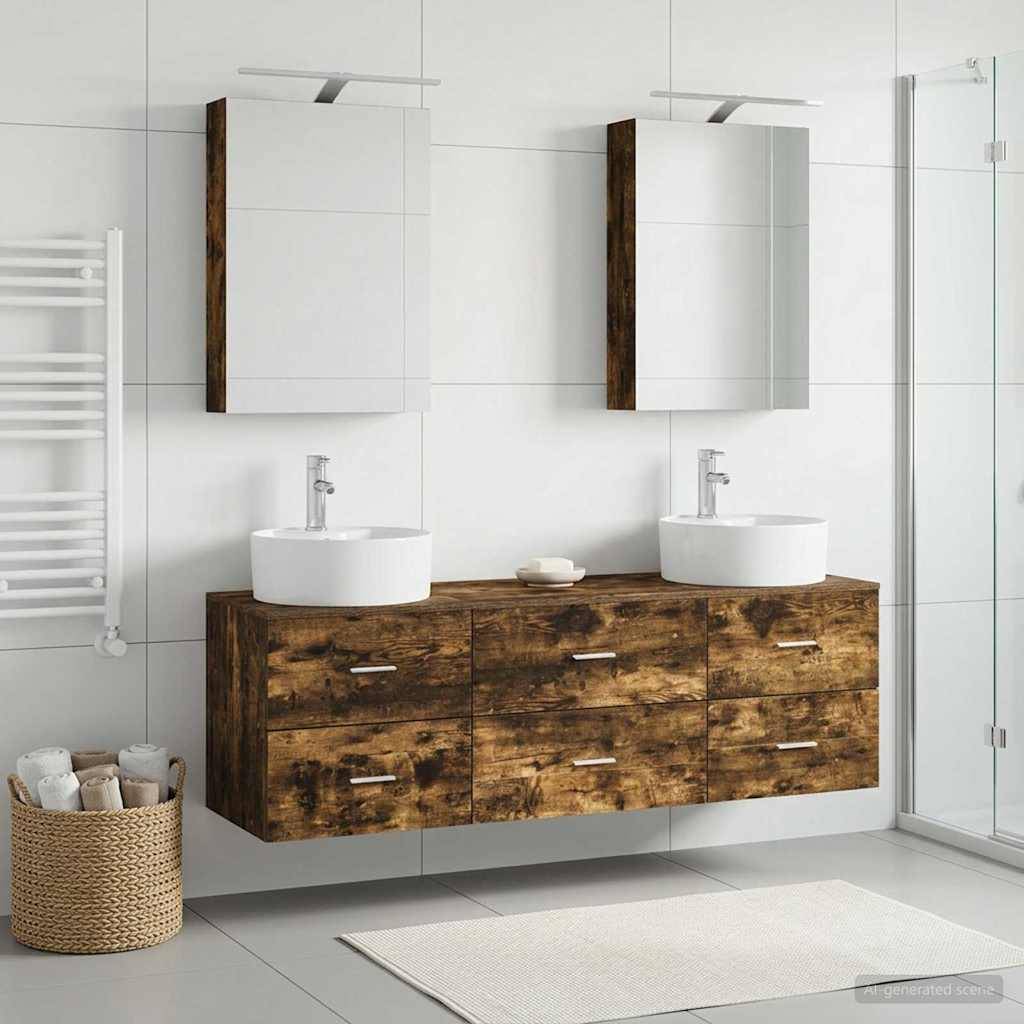 vidaXL Badezimmermöbel-Set 5 pcs Geräucherte Eiche