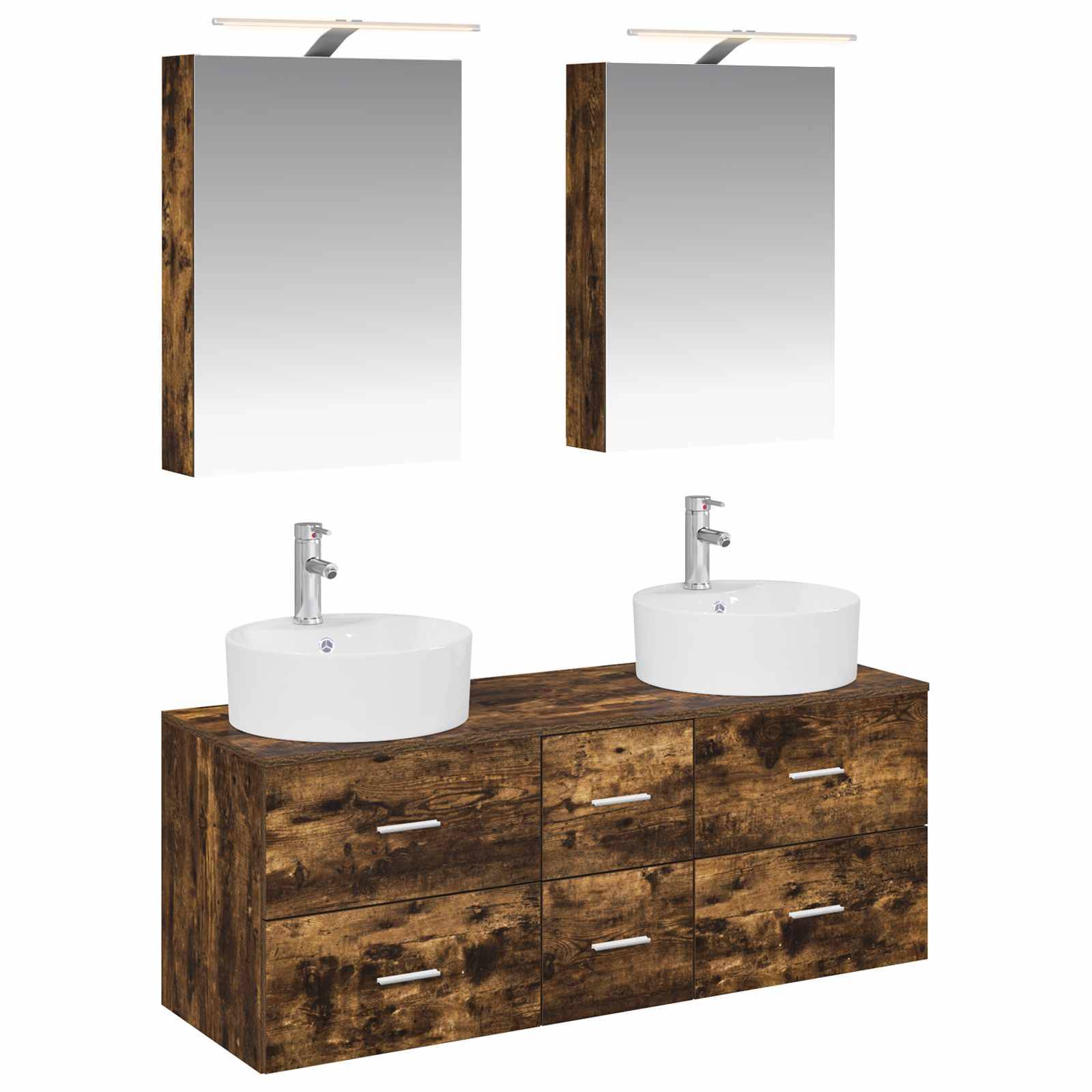 vidaXL Badezimmermöbel-Set 5 pcs Geräucherte Eiche