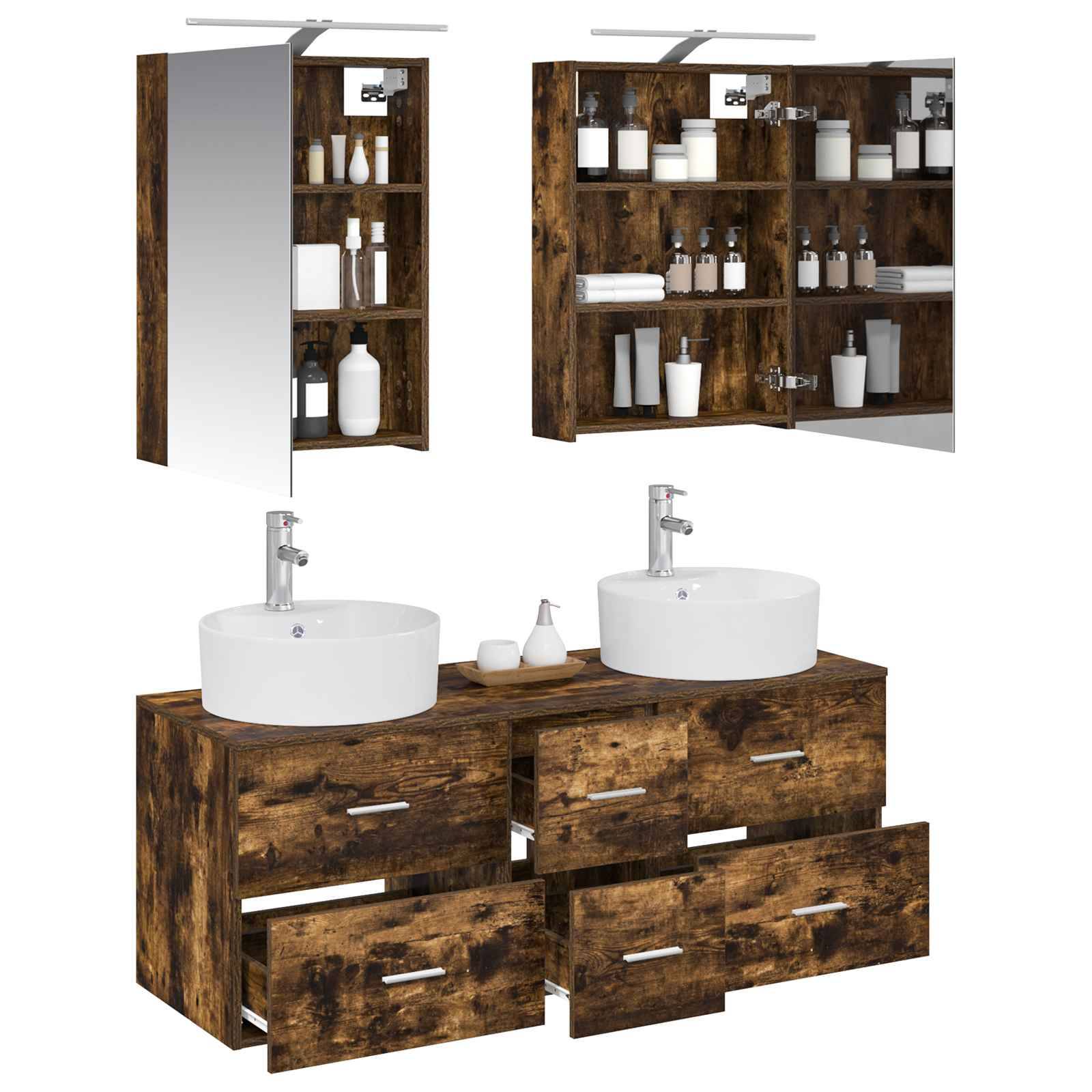 vidaXL Badezimmermöbel-Set 5 pcs Geräucherte Eiche