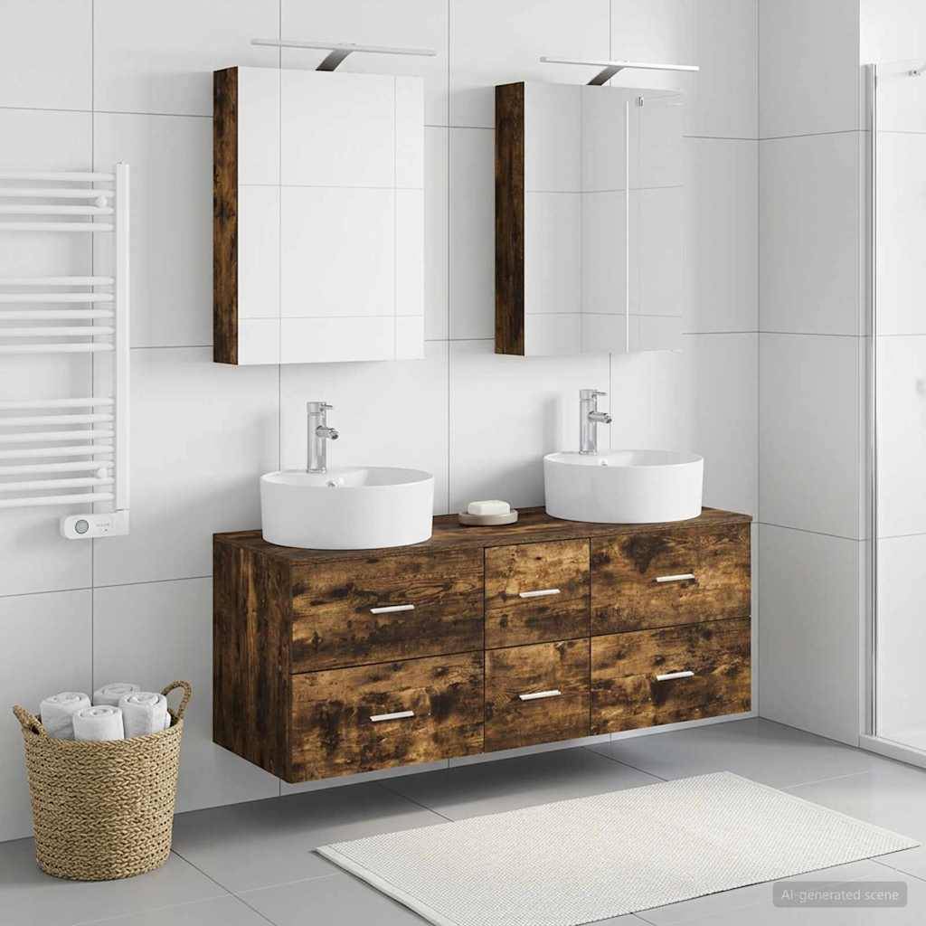 vidaXL Badezimmermöbel-Set 5 pcs Geräucherte Eiche