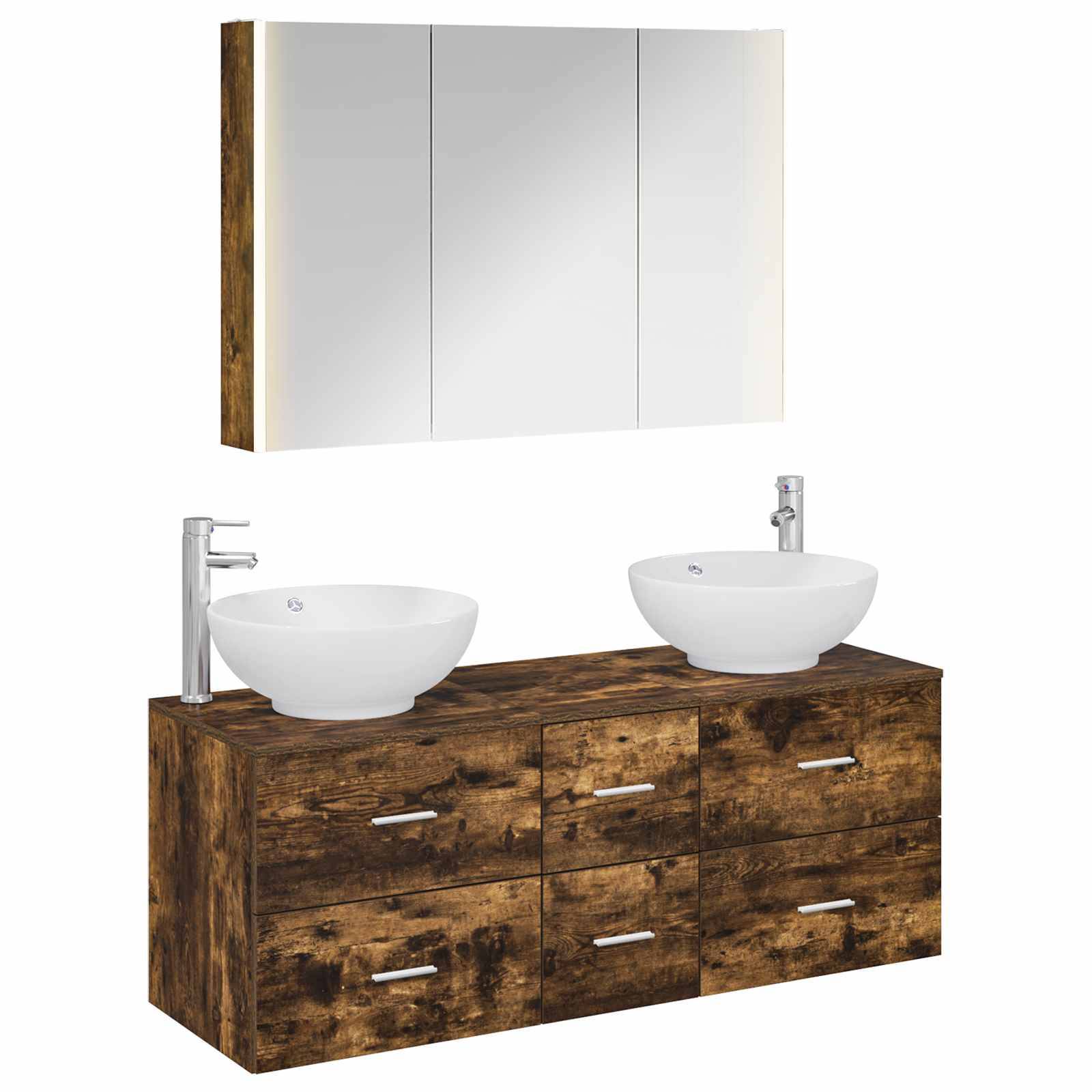 vidaXL Badezimmermöbel-Set 4 pcs Geräucherte Eiche