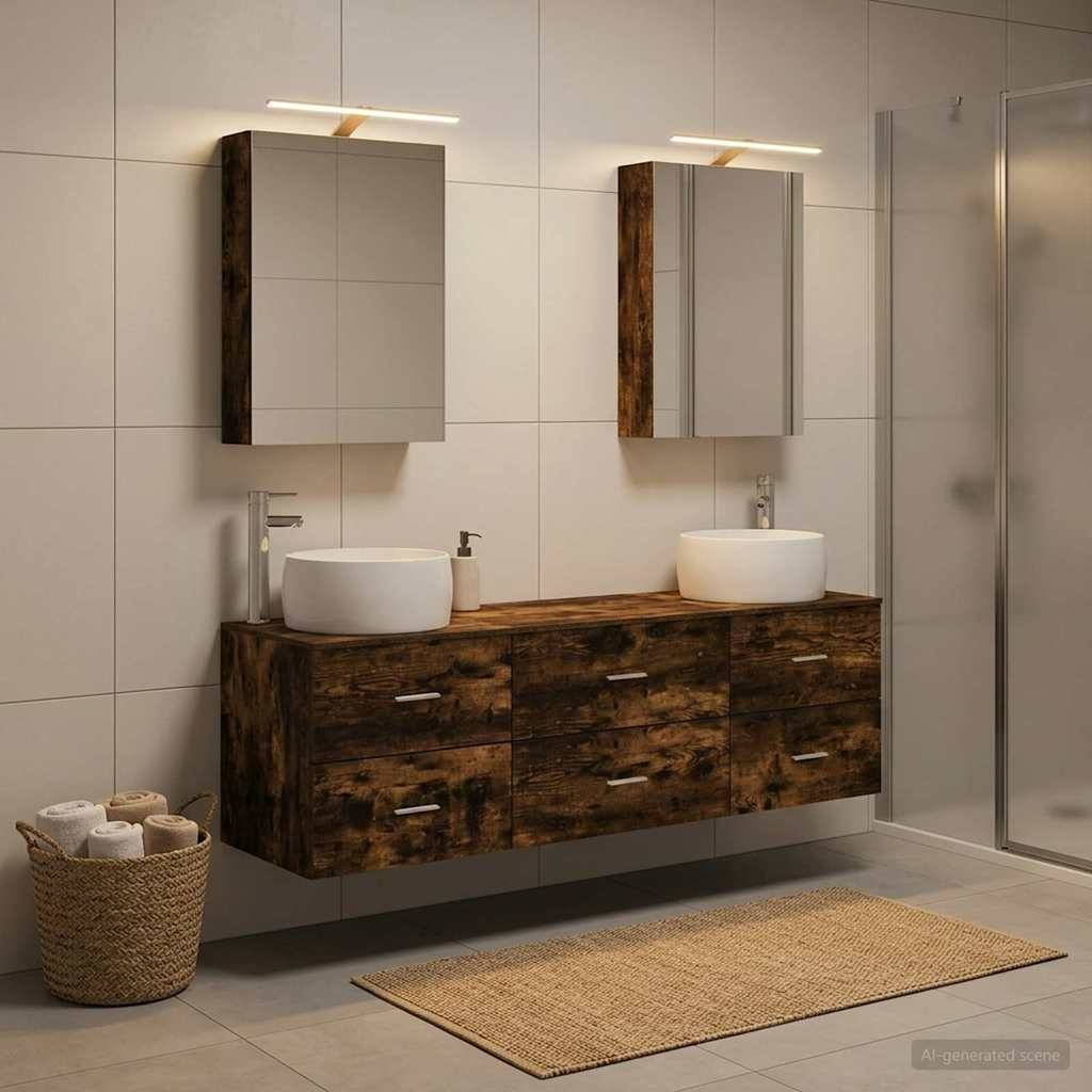 vidaXL Badezimmermöbel-Set 5 pcs Geräucherte Eiche