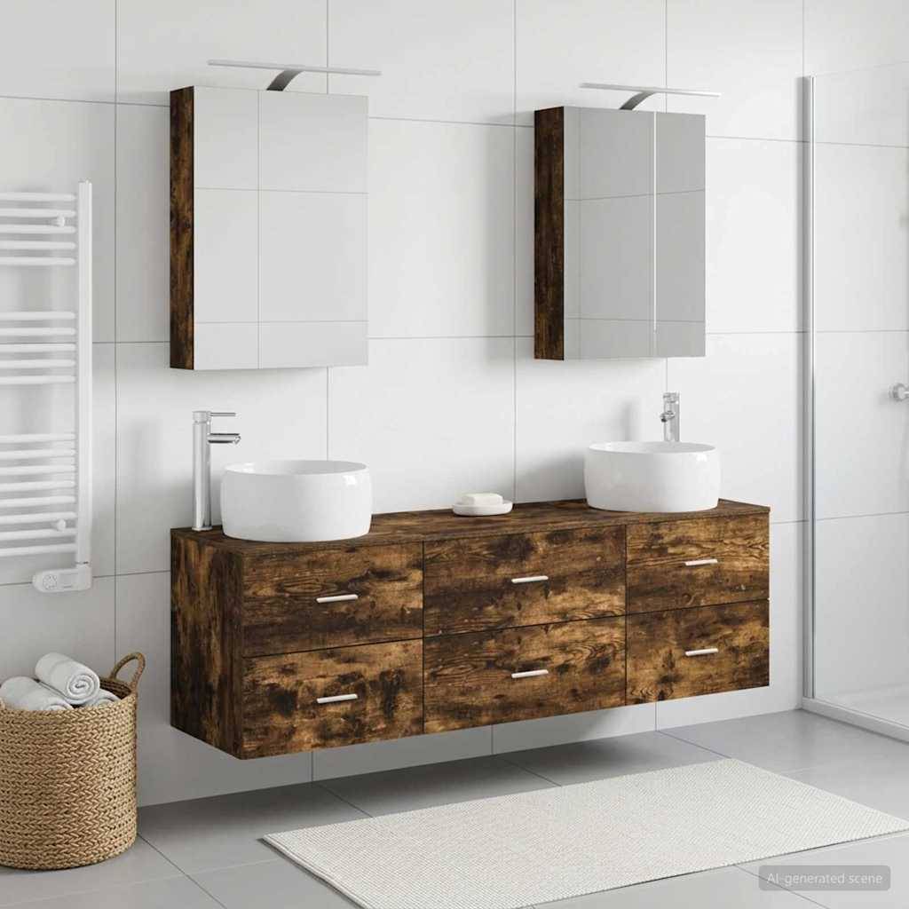 vidaXL Badezimmermöbel-Set 5 pcs Geräucherte Eiche