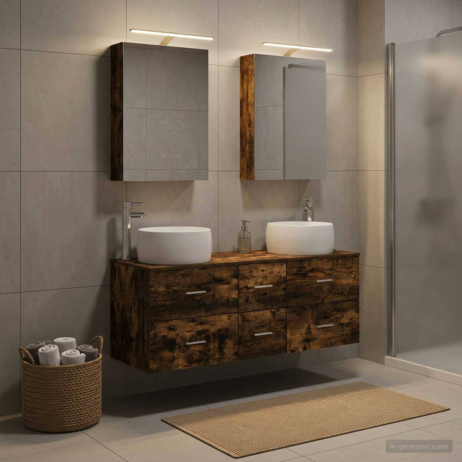 vidaXL Badezimmermöbel-Set 5 pcs Geräucherte Eiche