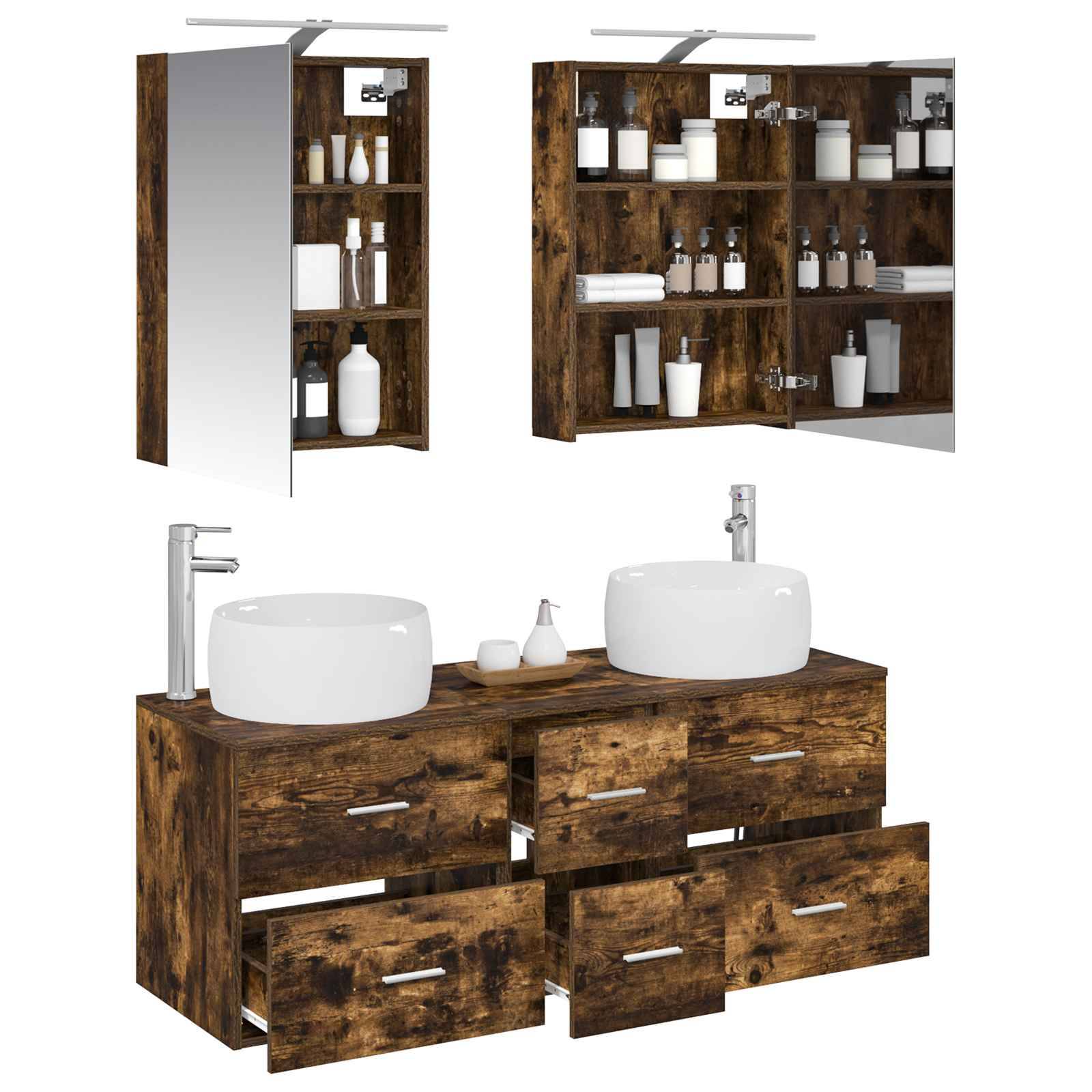 vidaXL Badezimmermöbel-Set 5 pcs Geräucherte Eiche