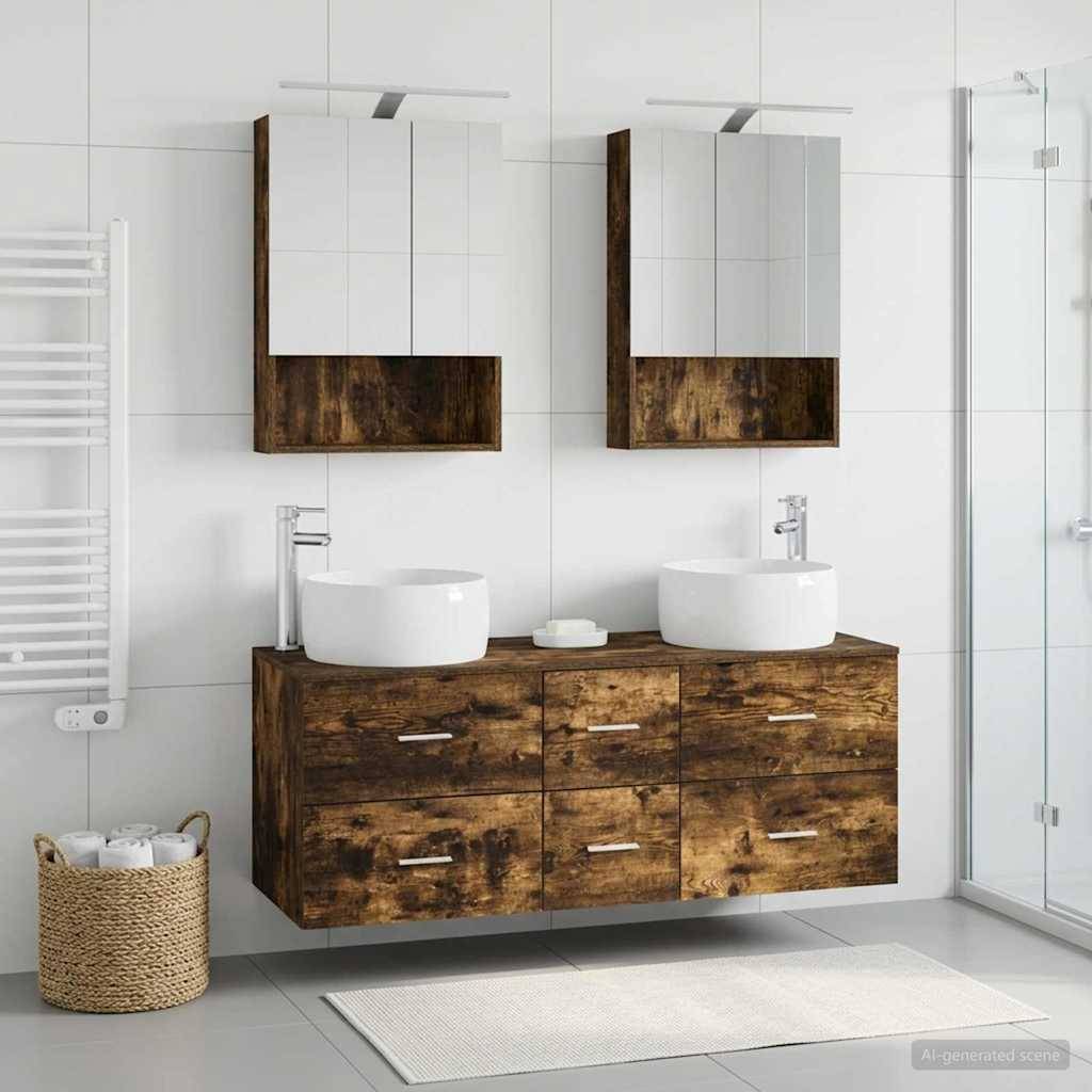 vidaXL Badezimmermöbel-Set 5 pcs Geräucherte Eiche