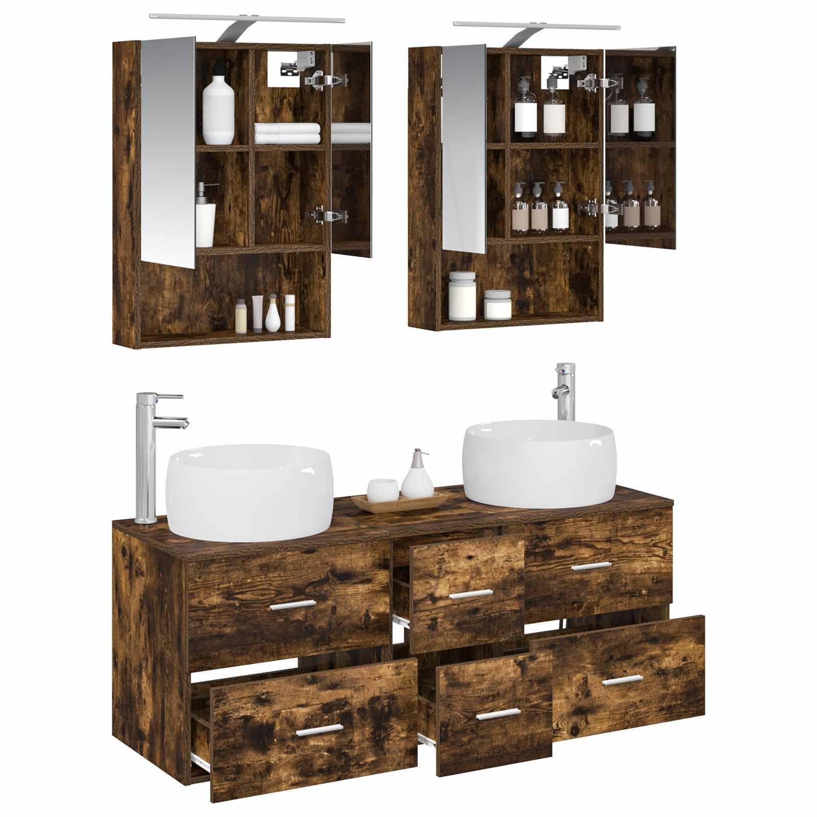 vidaXL Badezimmermöbel-Set 5 pcs Geräucherte Eiche