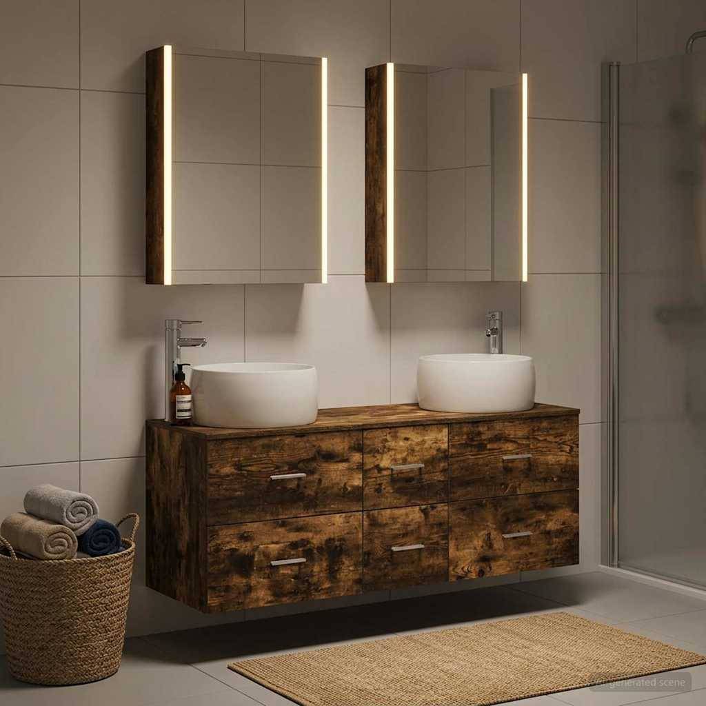 vidaXL Badezimmermöbel-Set 5 pcs Geräucherte Eiche