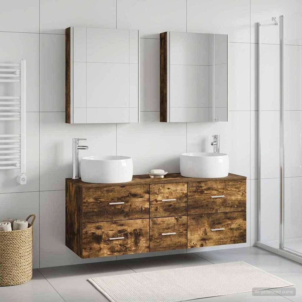 vidaXL Badezimmermöbel-Set 5 pcs Geräucherte Eiche