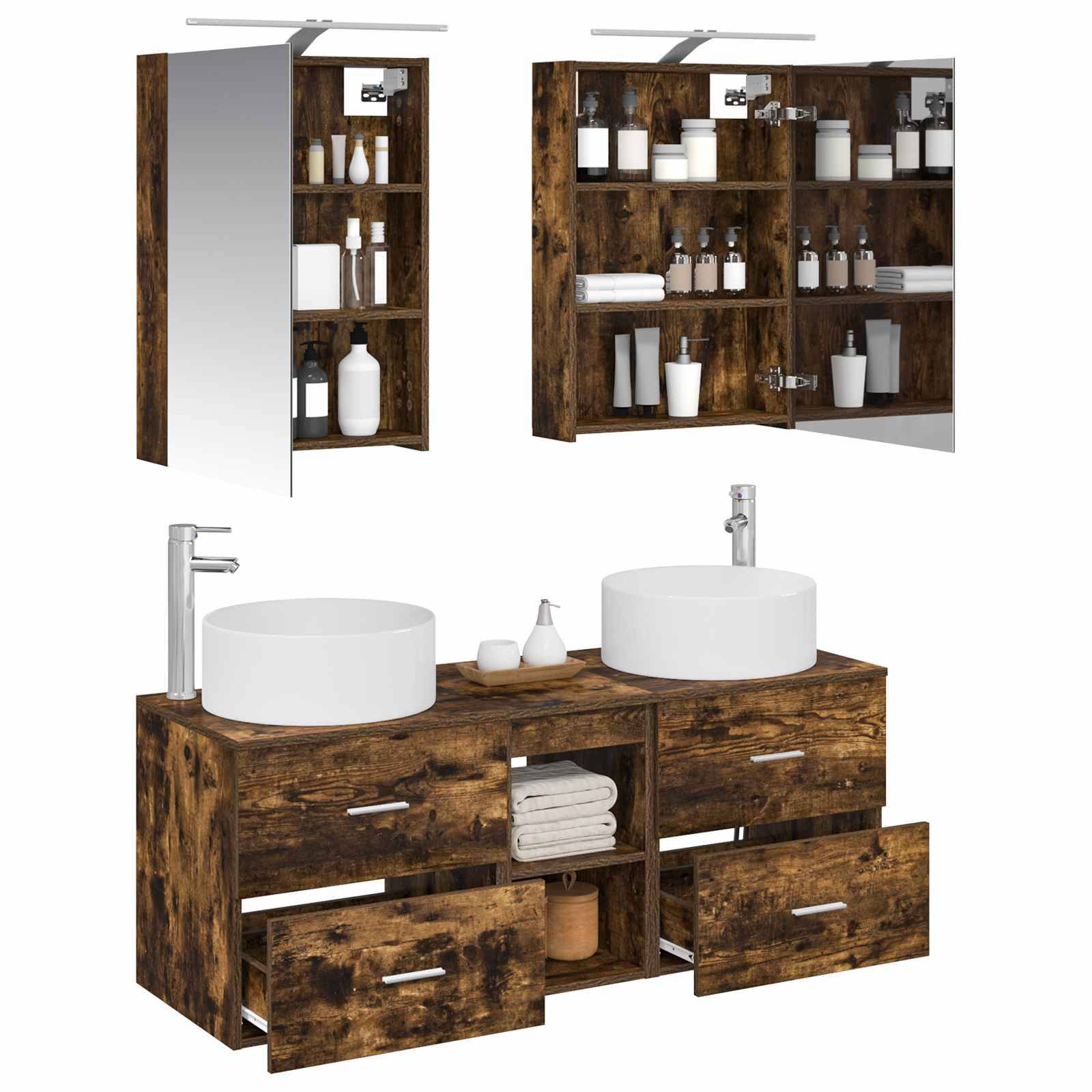 vidaXL Badezimmermöbel-Set 5 pcs Geräucherte Eiche