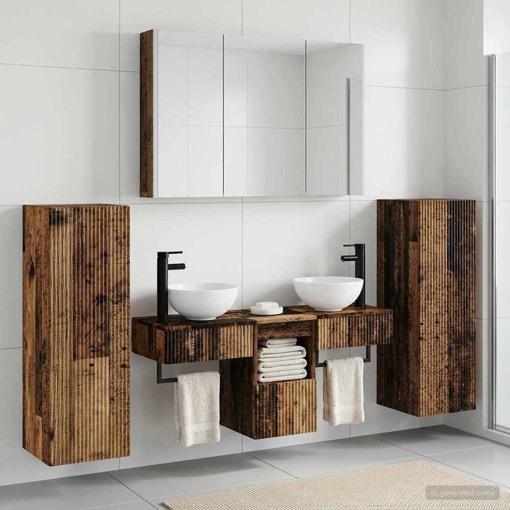 vidaXL Badezimmermöbel-Set 6 pcs Altholz Ingenieurholz und Glas