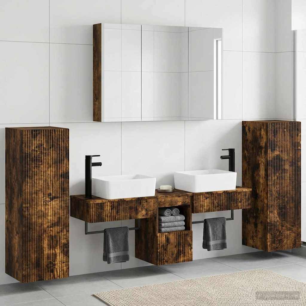 vidaXL Badezimmermöbel-Set 6 pcs Geräucherte Eiche