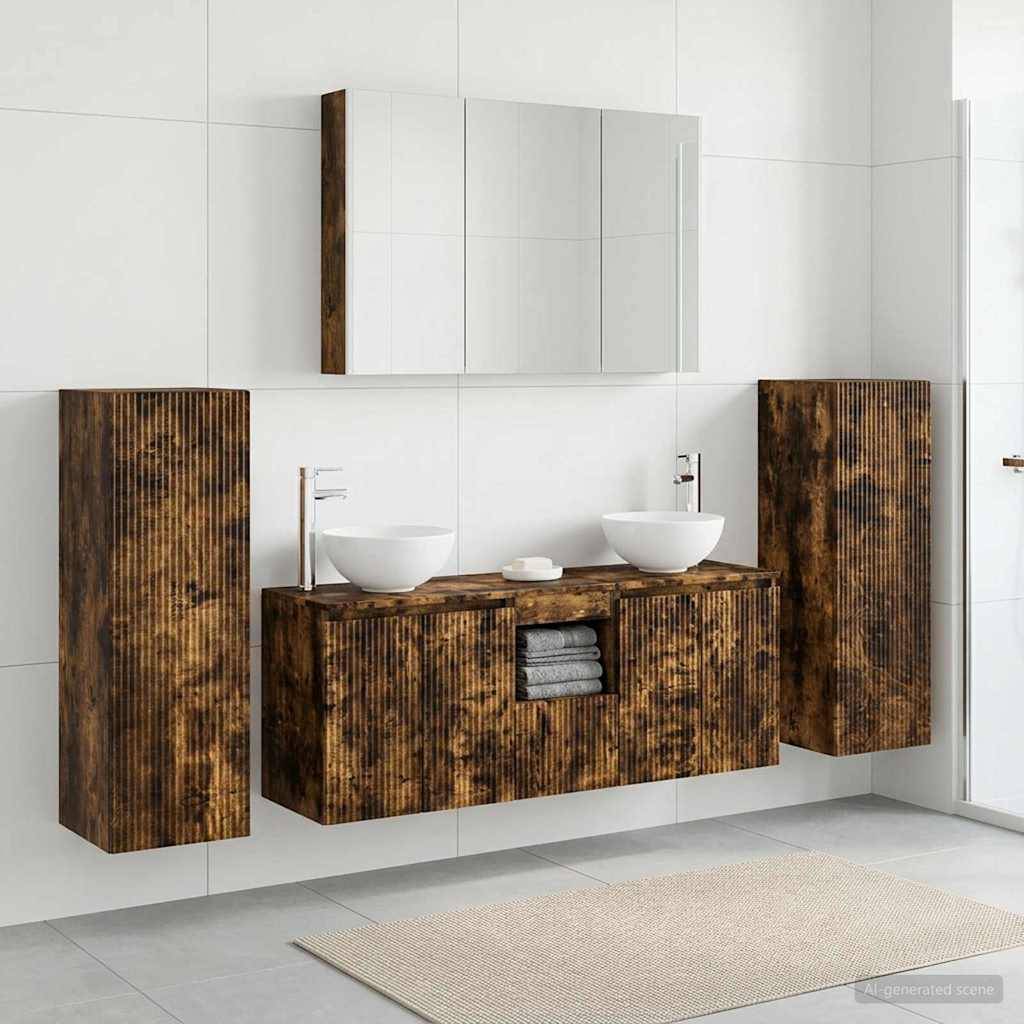 vidaXL Badezimmermöbel-Set 6 pcs Geräucherte Eiche