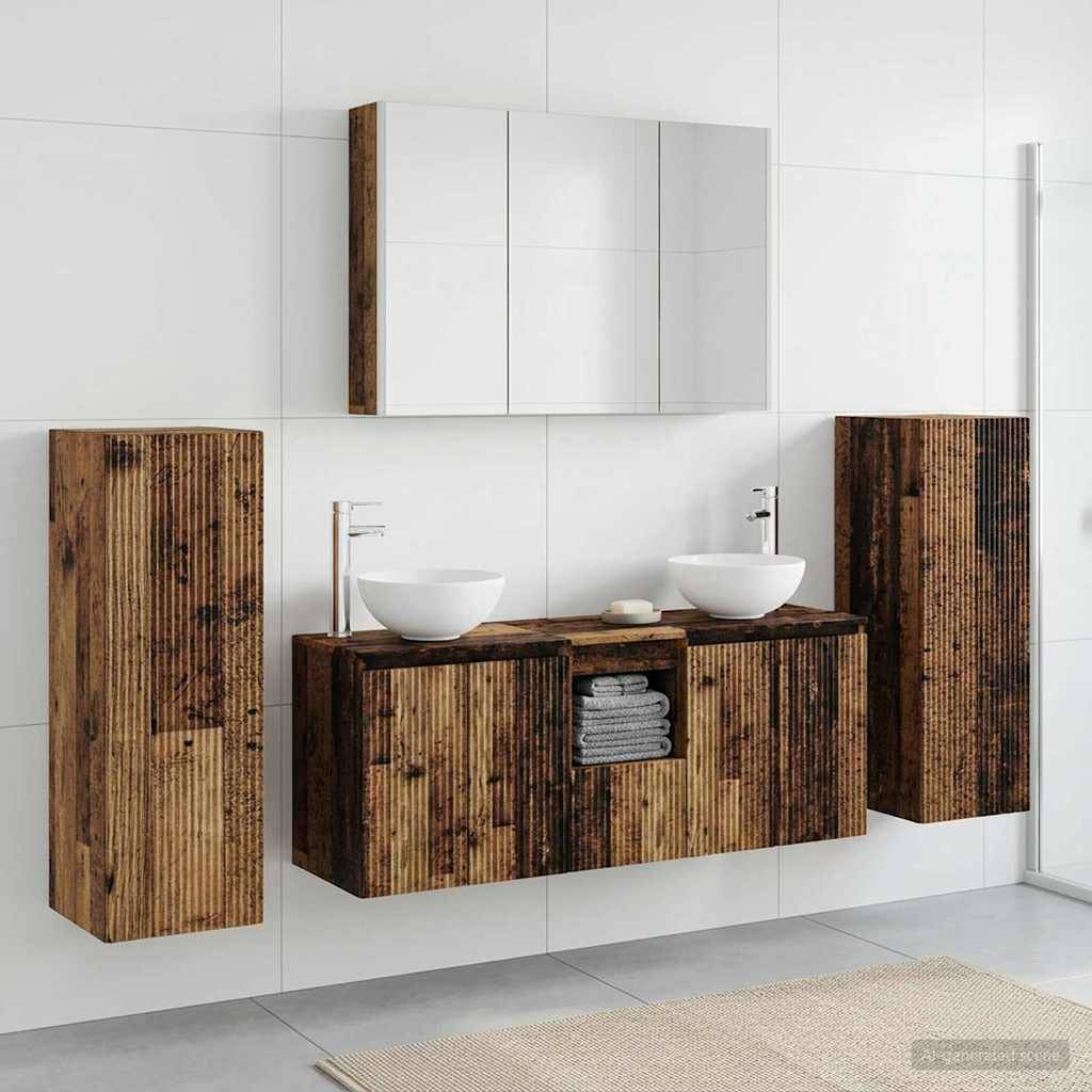 vidaXL Badezimmermöbel-Set 6 pcs Altholz Ingenieurholz und Glas