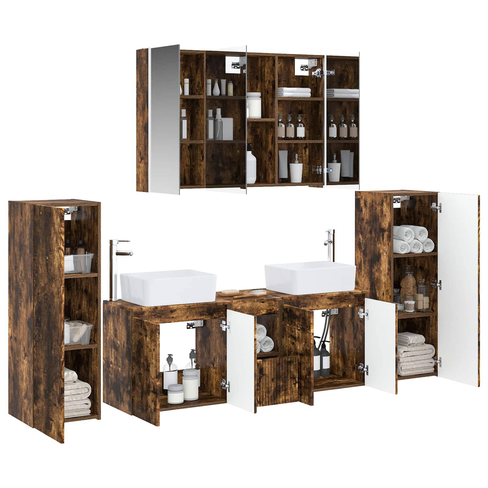 vidaXL Badezimmermöbel-Set 6 pcs Geräucherte Eiche
