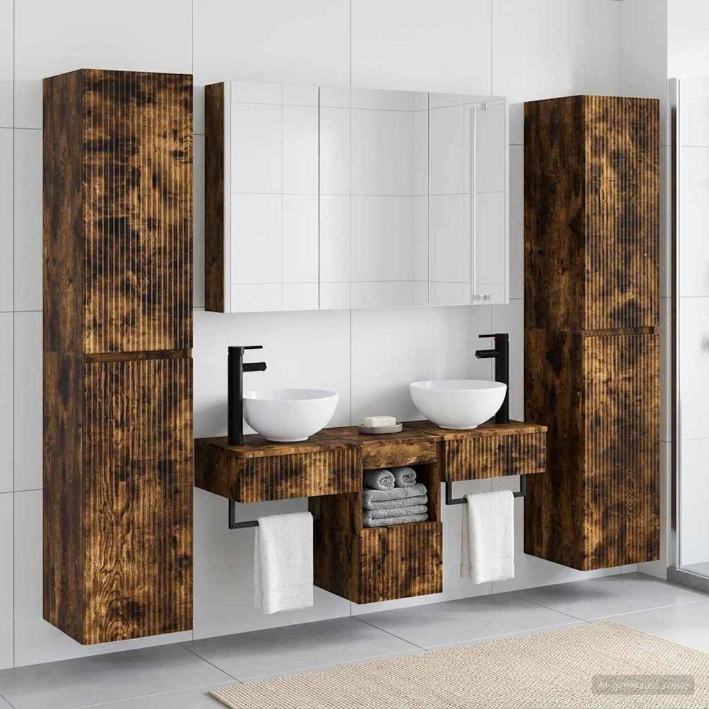 vidaXL Badezimmermöbel-Set 6 pcs Geräucherte Eiche