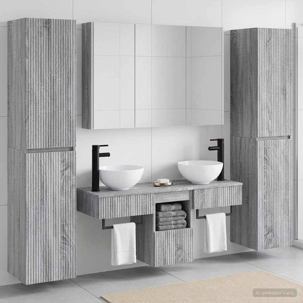 vidaXL Badezimmermöbel-Set 6 pcs Grau Sonoma Ingenieurholz und Glas
