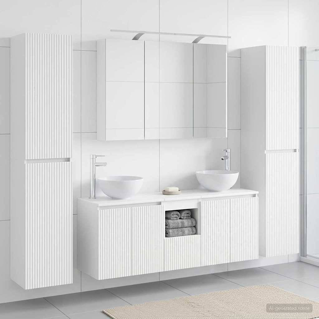 vidaXL Badezimmermöbel-Set 6 pcs Weiß Ingenieurholz und Glas