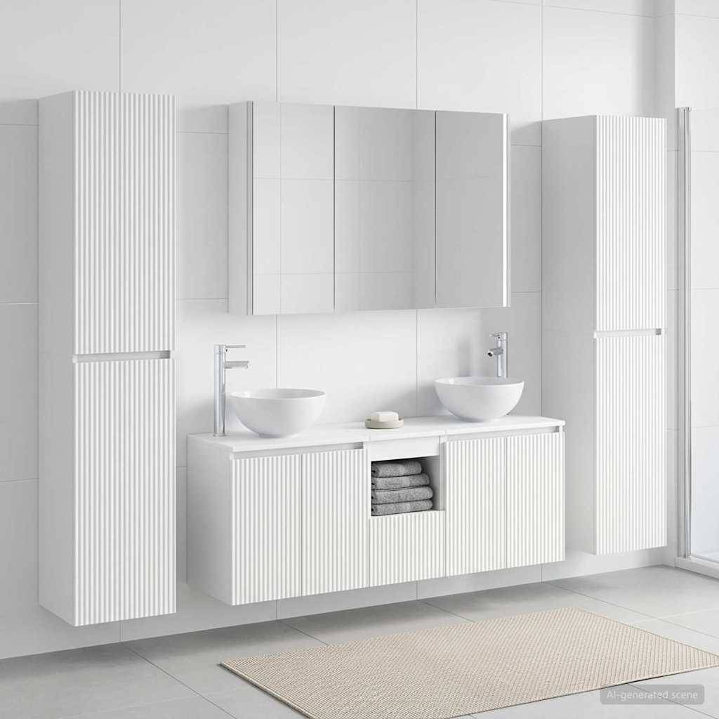 vidaXL Badezimmermöbel-Set 6 pcs Weiß Ingenieurholz und Glas