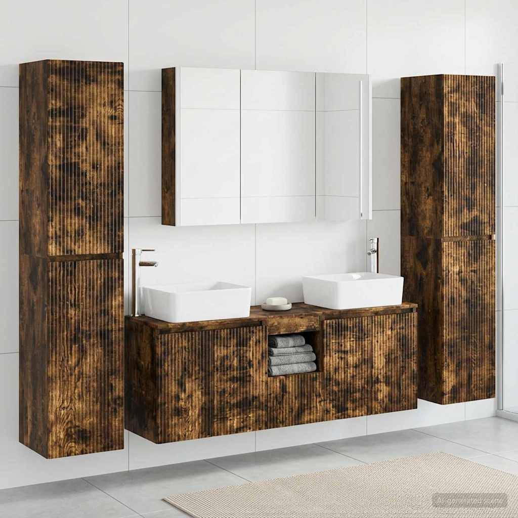 vidaXL Badezimmermöbel-Set 6 pcs Geräucherte Eiche