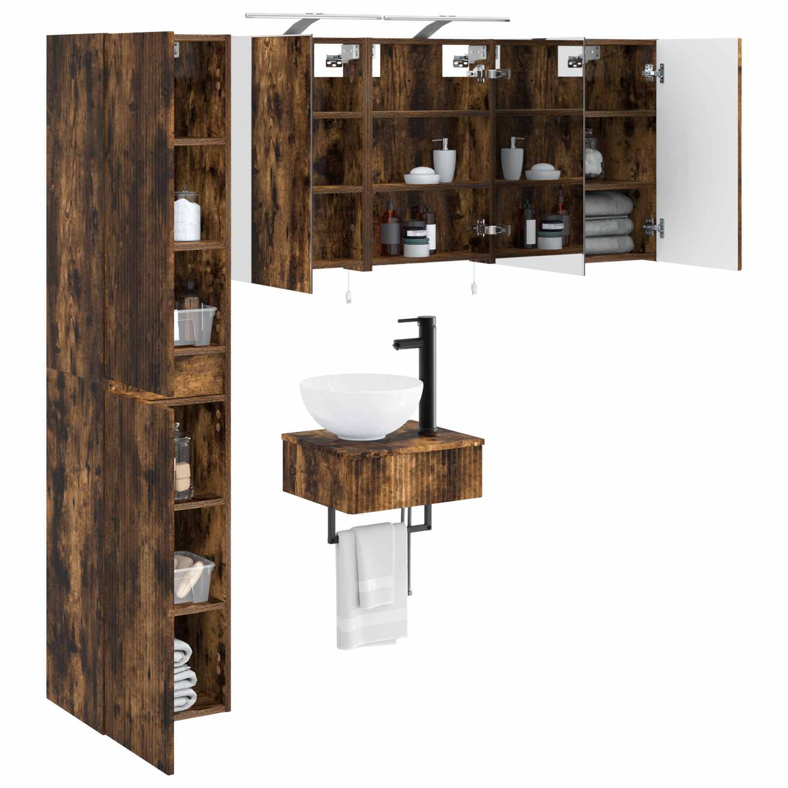 vidaXL Badezimmermöbel-Set 5 pcs Geräucherte Eiche