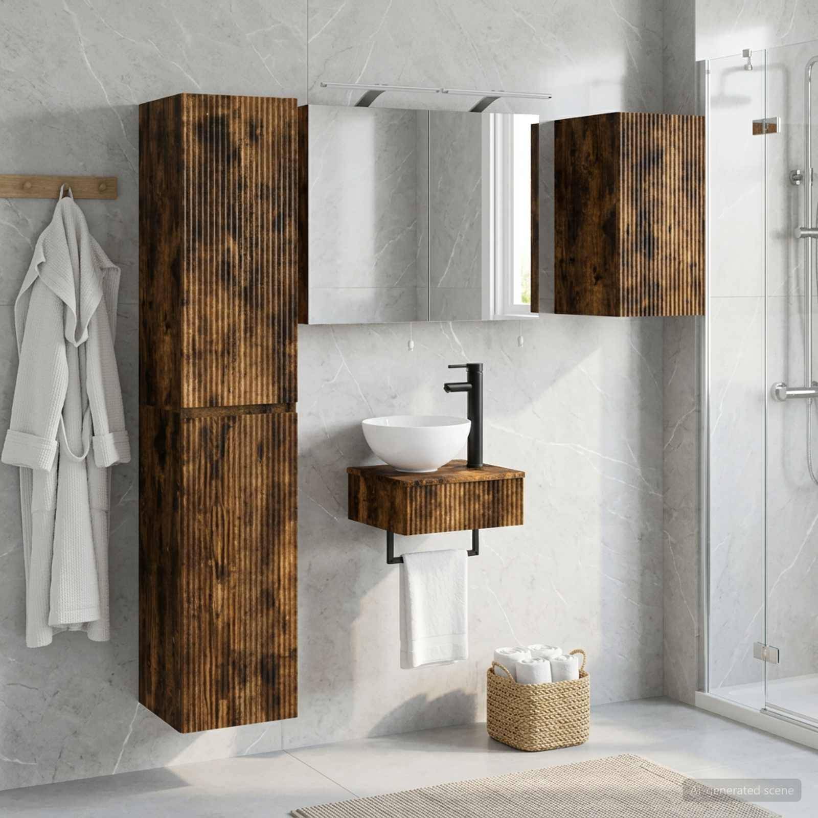 vidaXL Badezimmermöbel-Set 5 pcs Geräucherte Eiche
