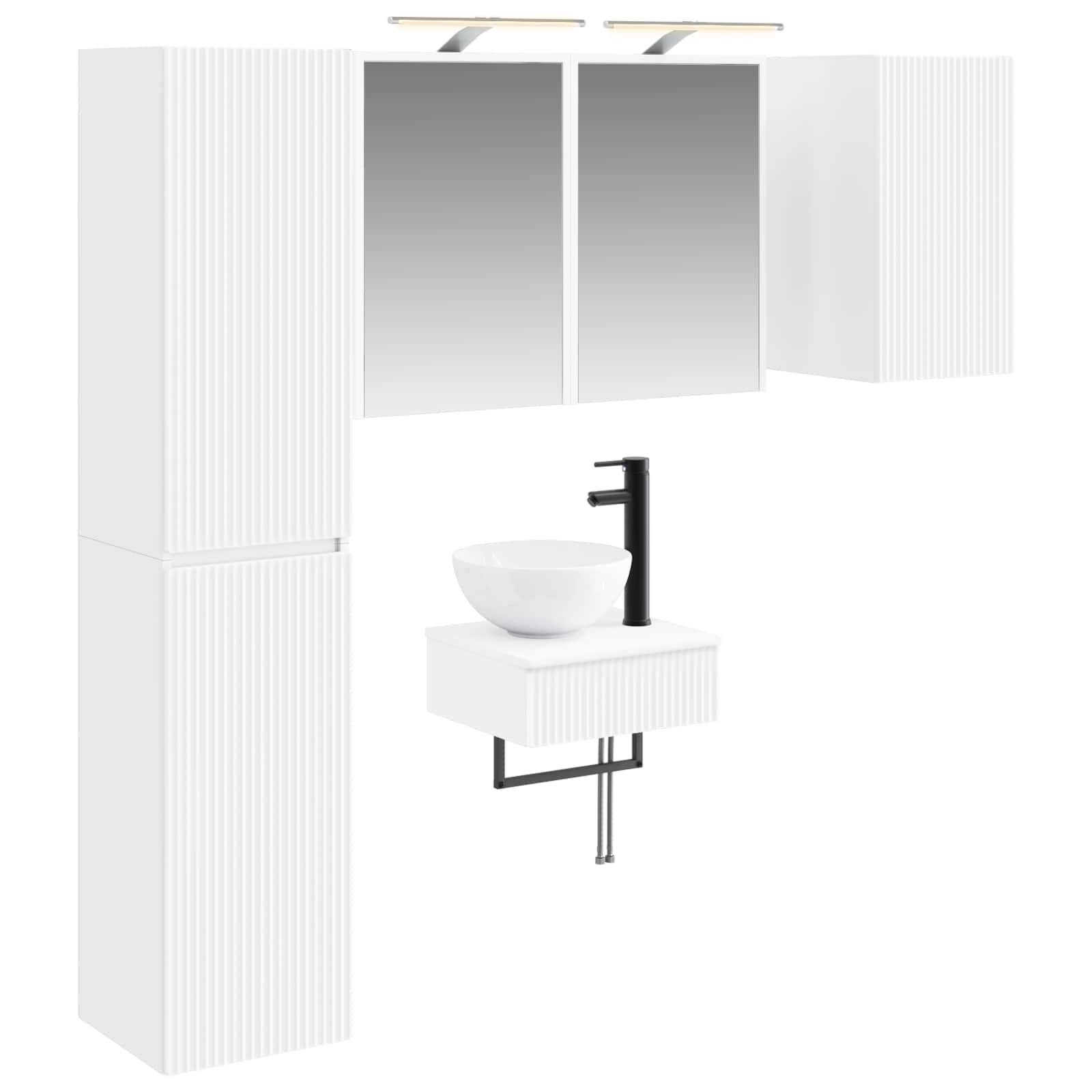 vidaXL Badezimmermöbel-Set 5 pcs Weiß Ingenieurholz und Glas