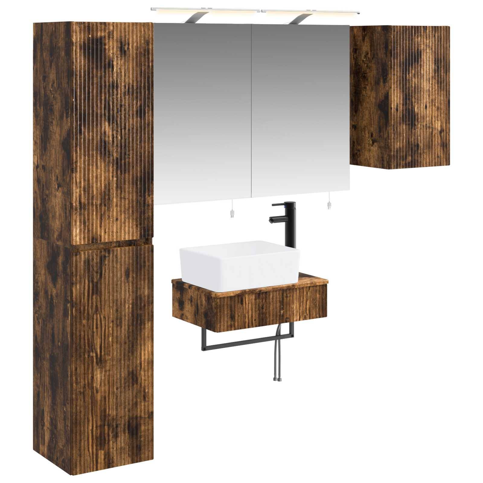 vidaXL Badezimmermöbel-Set 5 pcs Geräucherte Eiche