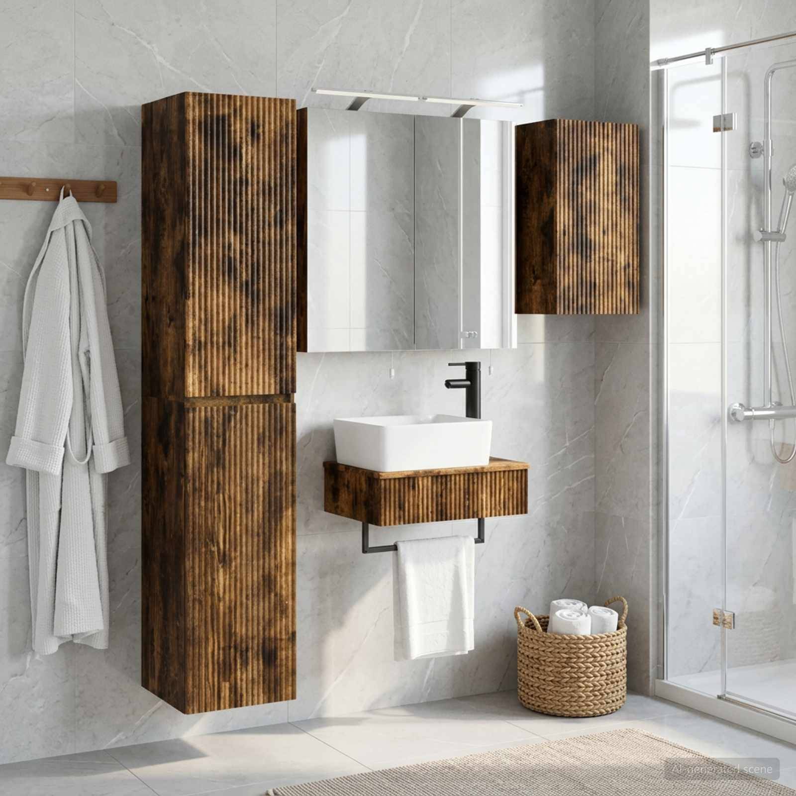 vidaXL Badezimmermöbel-Set 5 pcs Geräucherte Eiche