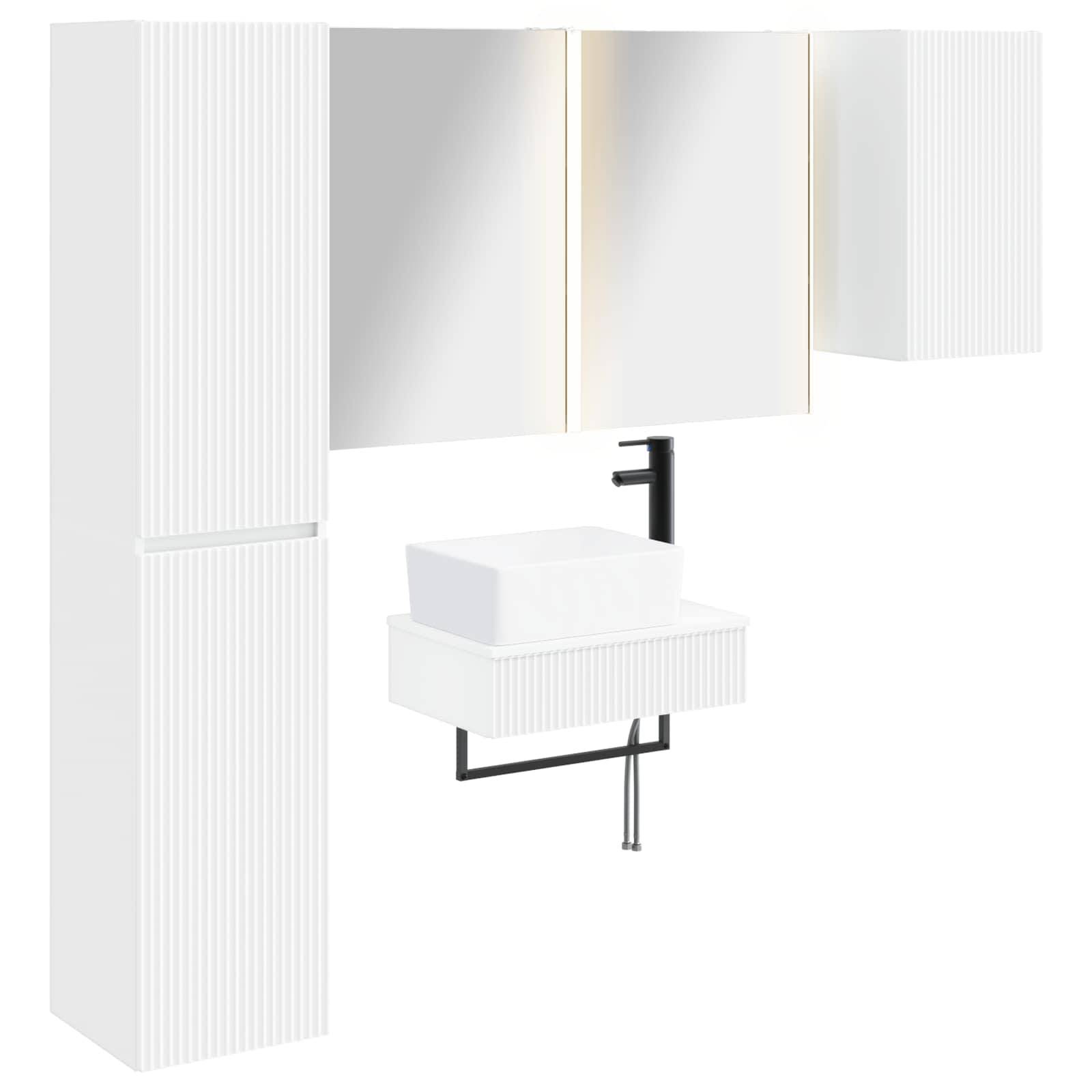 vidaXL Badezimmermöbel-Set 5 pcs Weiß Ingenieurholz und Glas