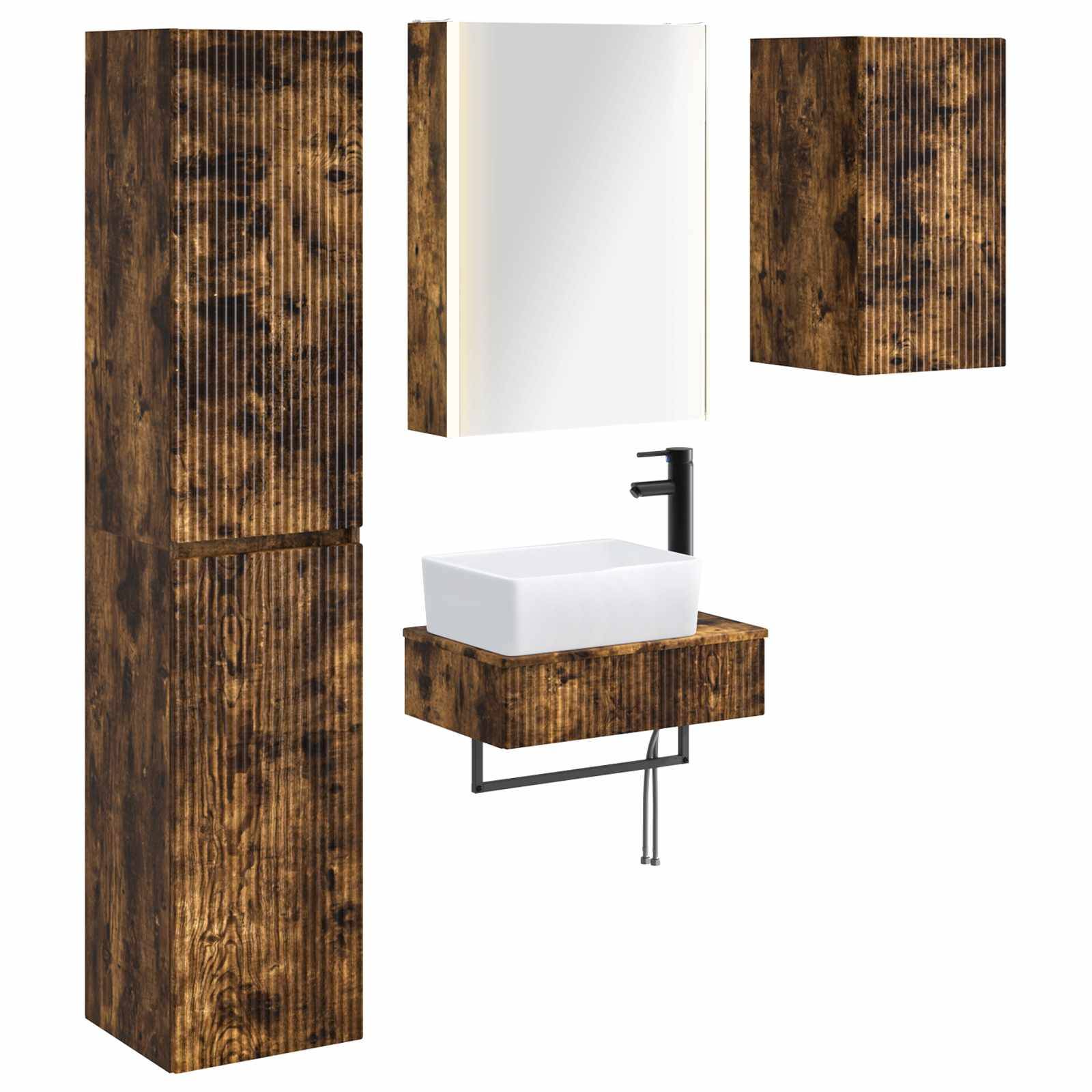 vidaXL Badezimmermöbel-Set 5 pcs Geräucherte Eiche