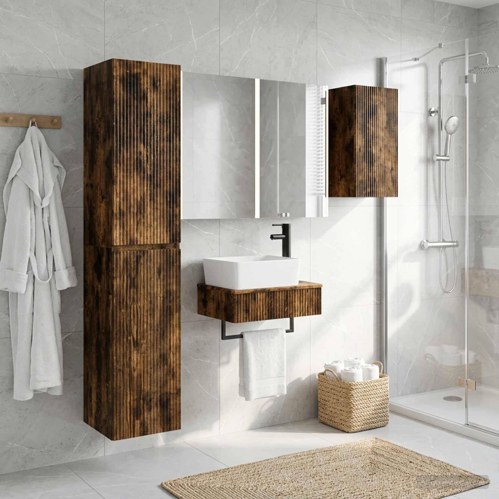 vidaXL Badezimmermöbel-Set 5 pcs Geräucherte Eiche