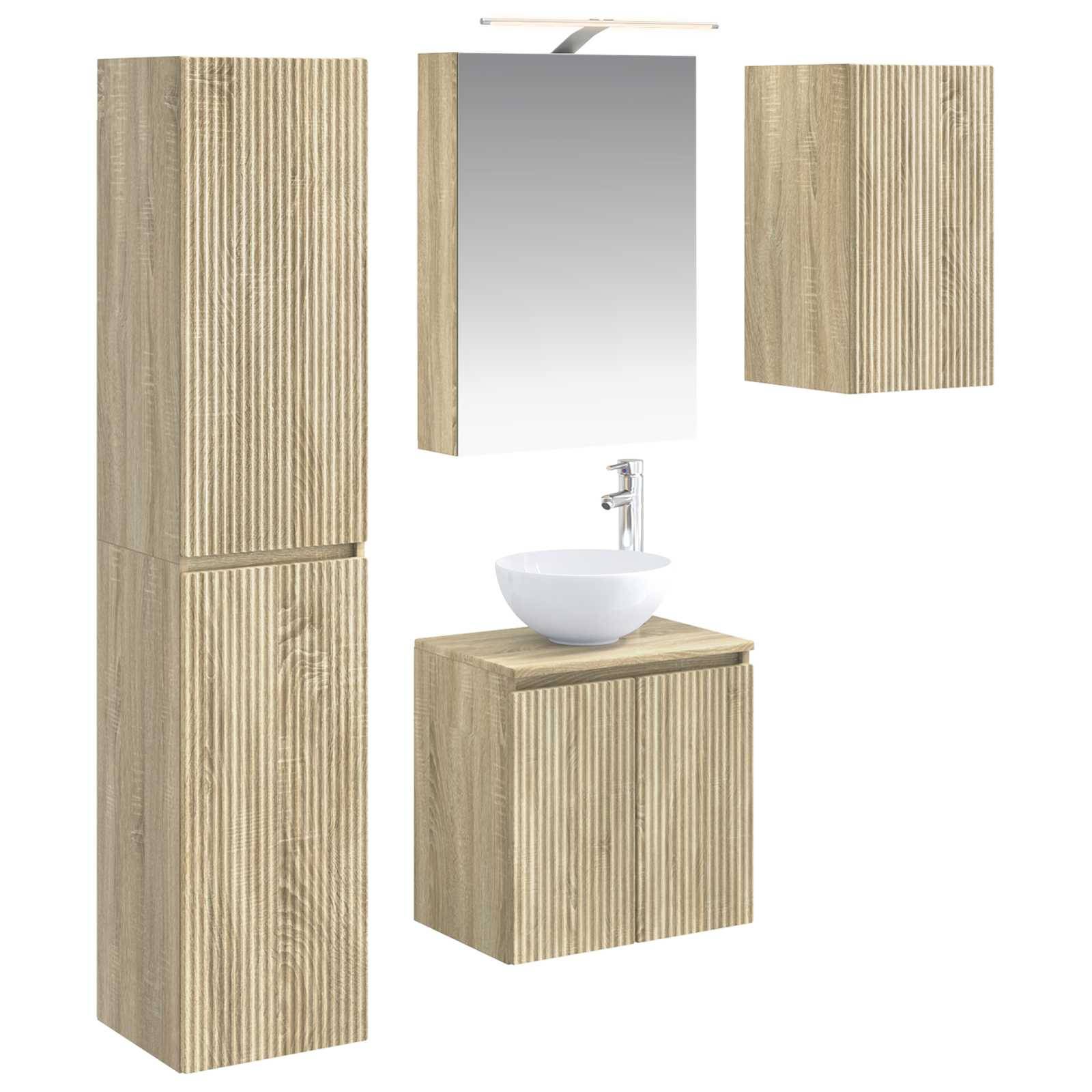 vidaXL Badezimmerschrank-Set 5 pcs Sonoma-Eiche 50 x 14,5 x 70 cm