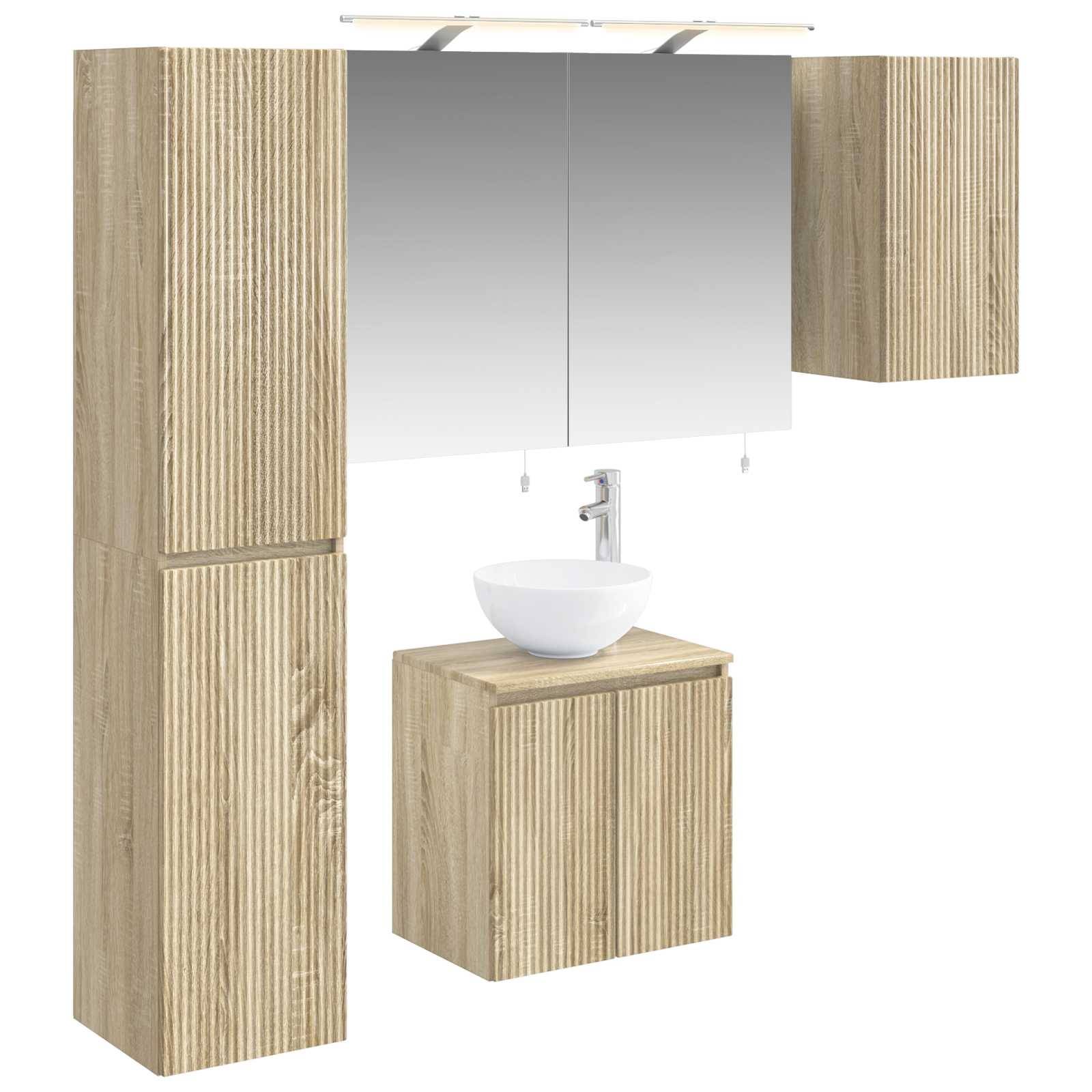 vidaXL Badezimmerschrank-Set 5 pcs Sonoma-Eiche 50 x 14,5 x 70 cm