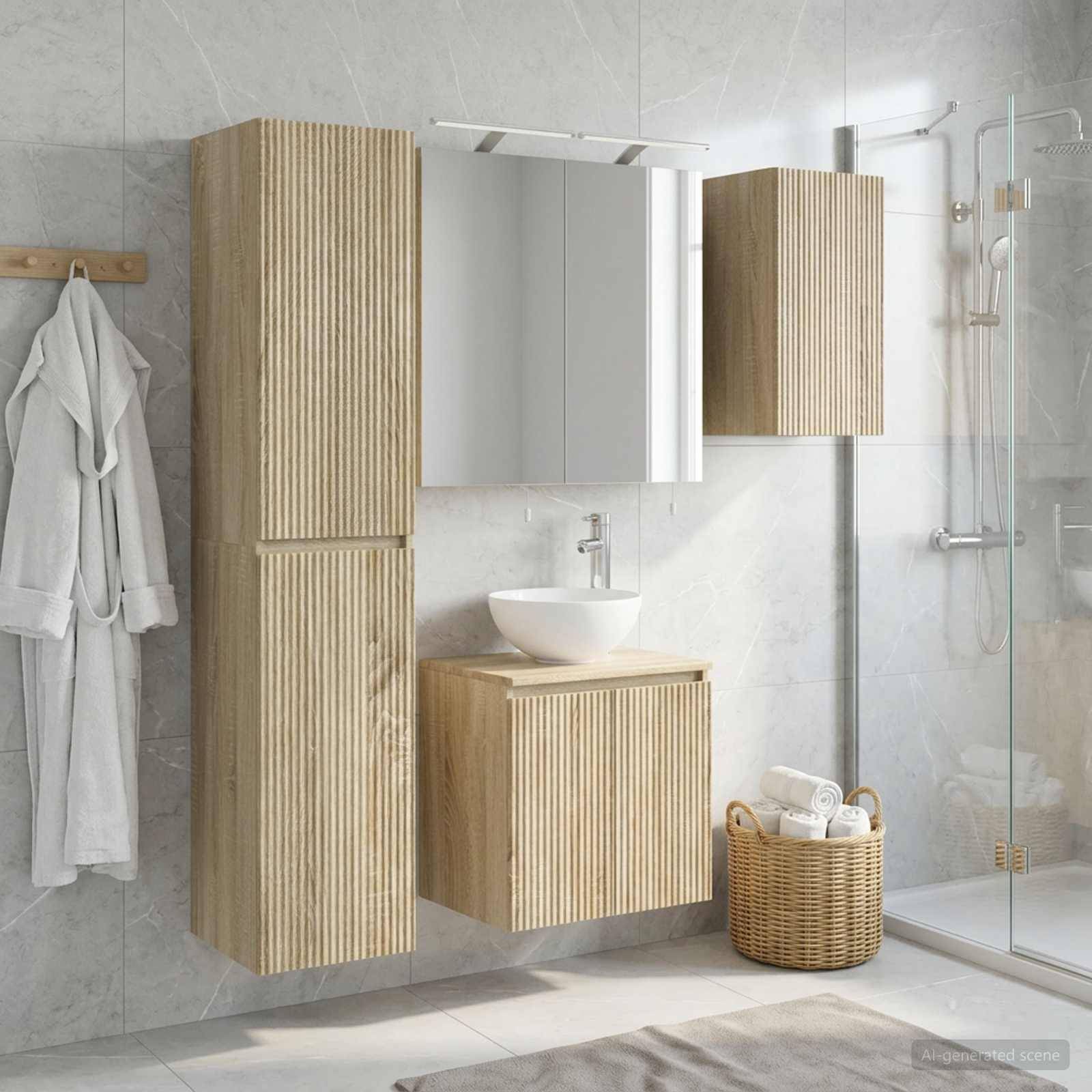 vidaXL Badezimmerschrank-Set 5 pcs Sonoma-Eiche 50 x 14,5 x 70 cm