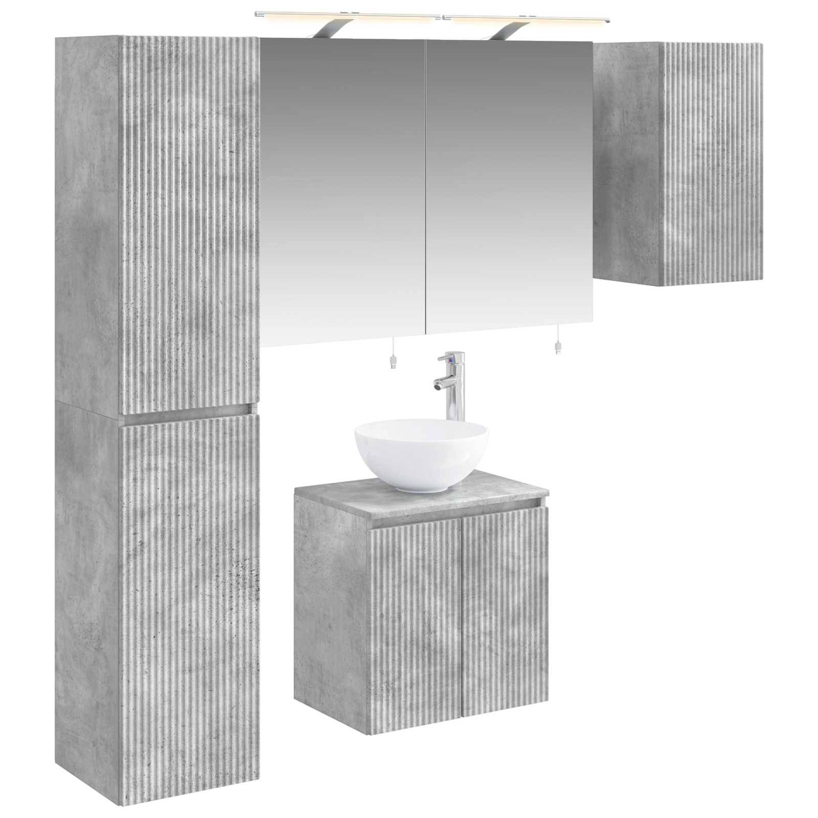 vidaXL Badezimmerschrank-Set 5 pcs Betongrau 50 x 14,5 x 70 cm