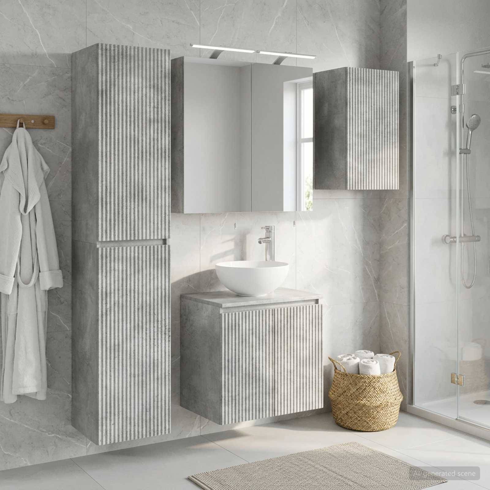 vidaXL Badezimmerschrank-Set 5 pcs Betongrau 50 x 14,5 x 70 cm