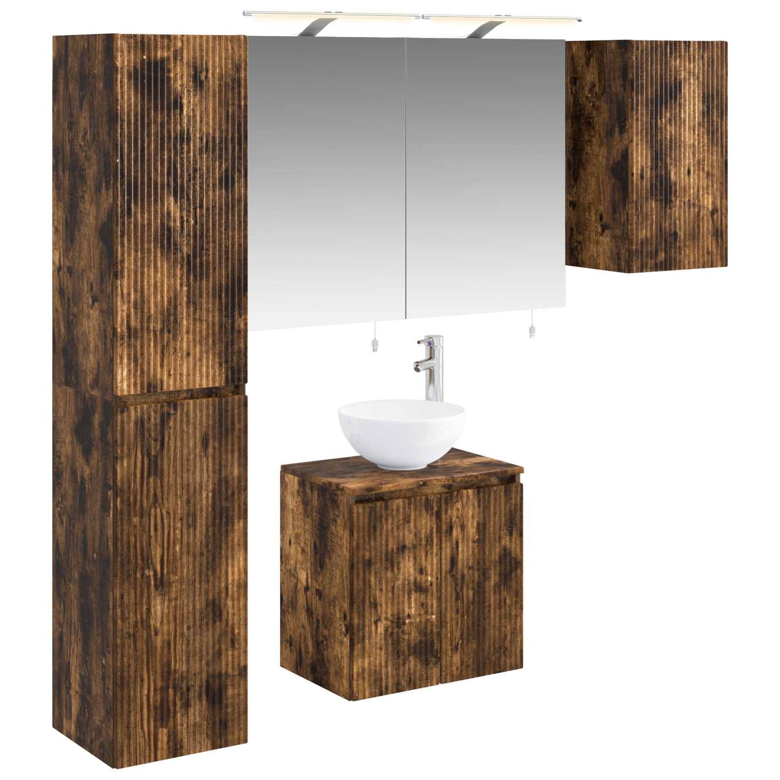vidaXL Badezimmerschrank-Set 5 pcs Geräucherte Eiche 50 x 14,5 x 70 cm