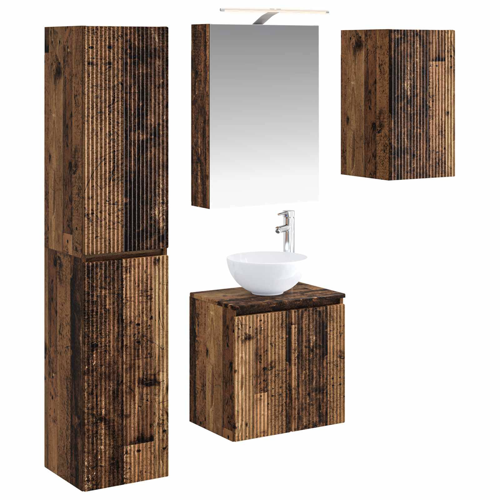 vidaXL Badezimmerschrank-Set 5 pcs Altholz 50 x 14,5 x 70 cm