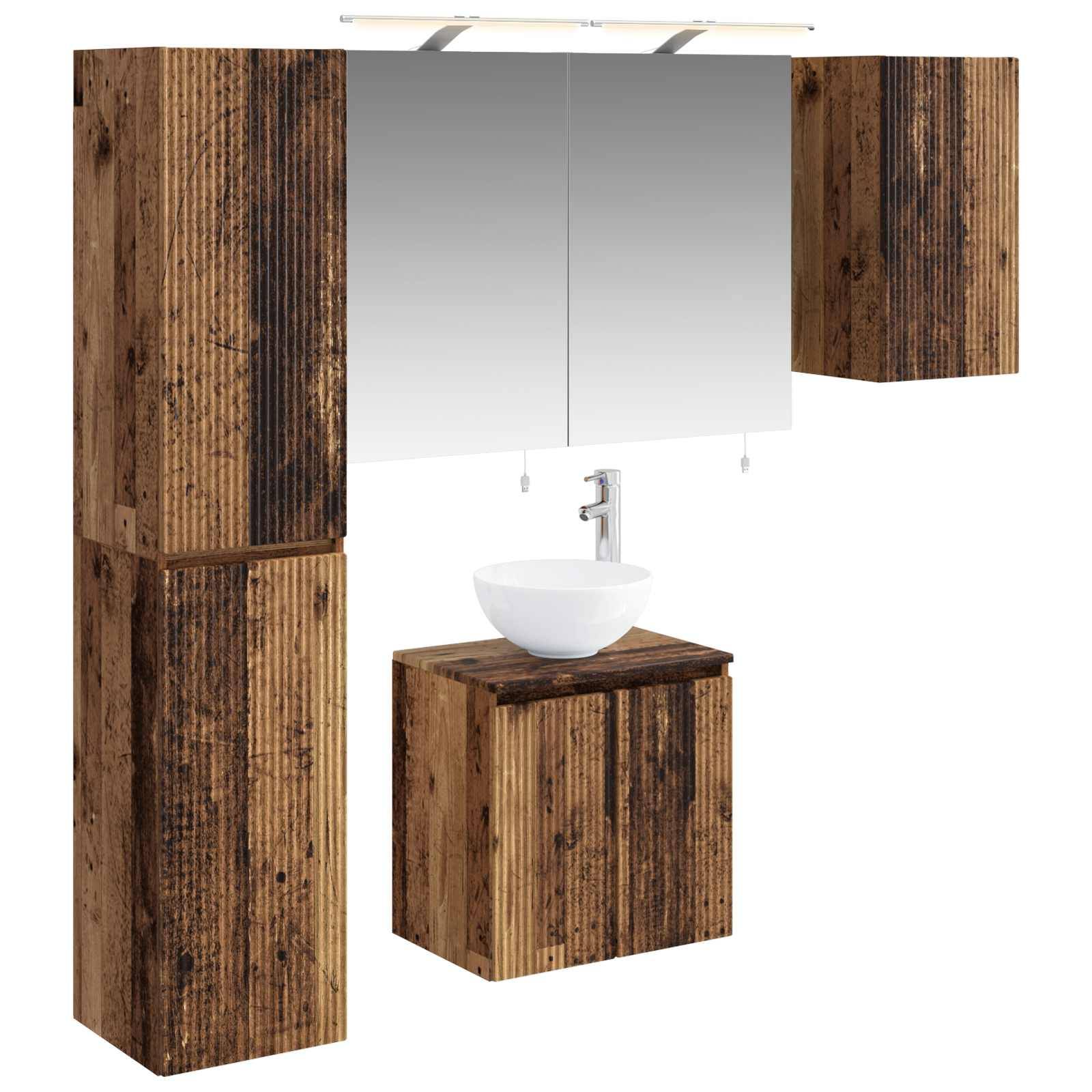 vidaXL Badezimmerschrank-Set 5 pcs Altholz 50 x 14,5 x 70 cm
