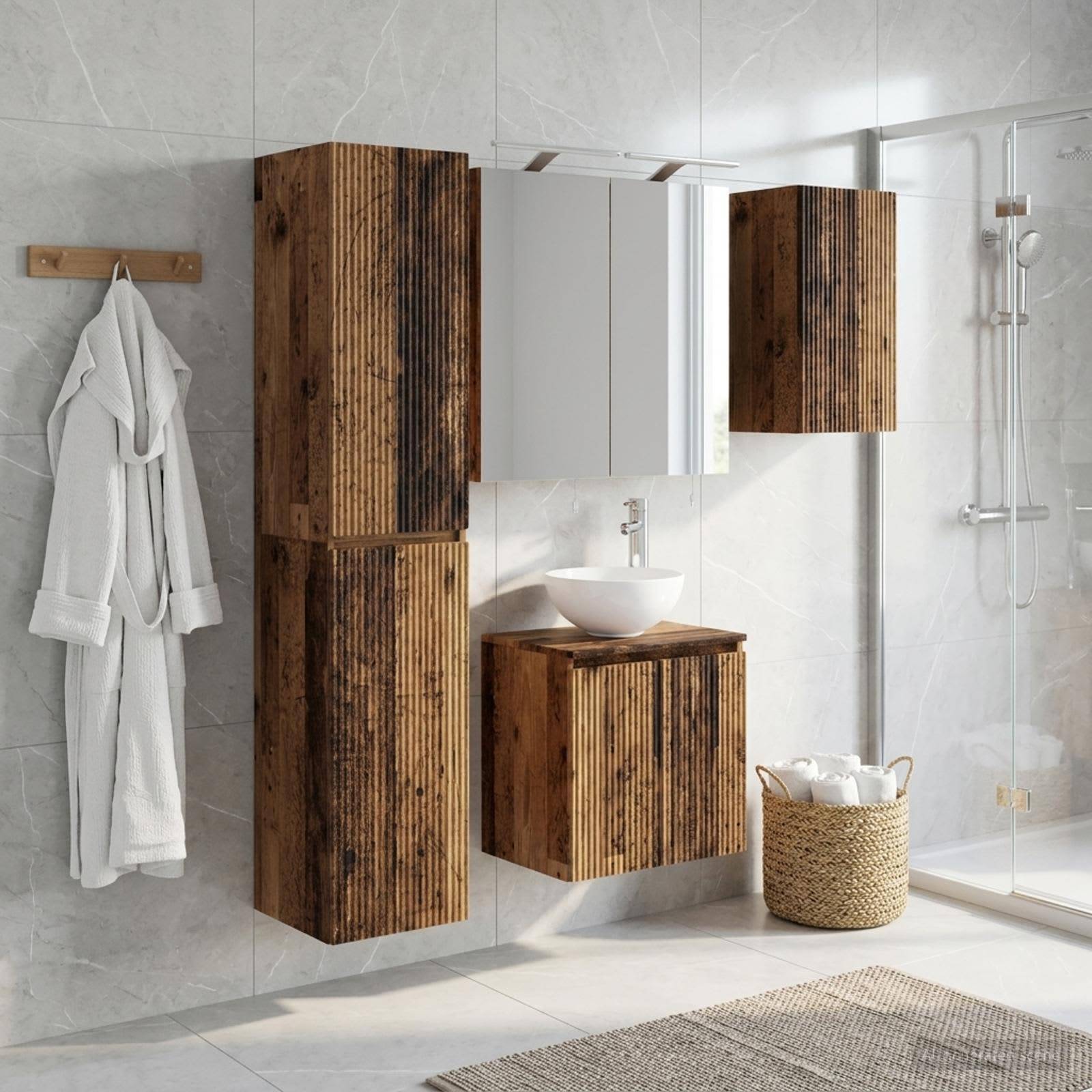 vidaXL Badezimmerschrank-Set 5 pcs Altholz 50 x 14,5 x 70 cm