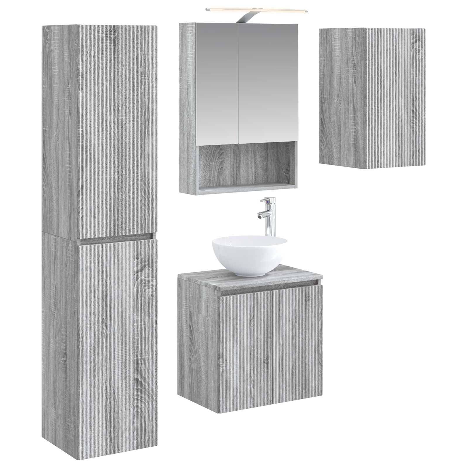 vidaXL Badezimmerschrank-Set 5 pcs Grau Sonoma 50 x 14,5 x 70 cm
