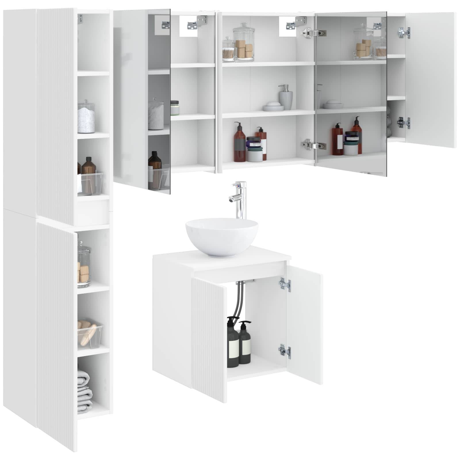 vidaXL Badezimmerschrank-Set 5 pcs Weiß 53 x 15,5 x 70 cm