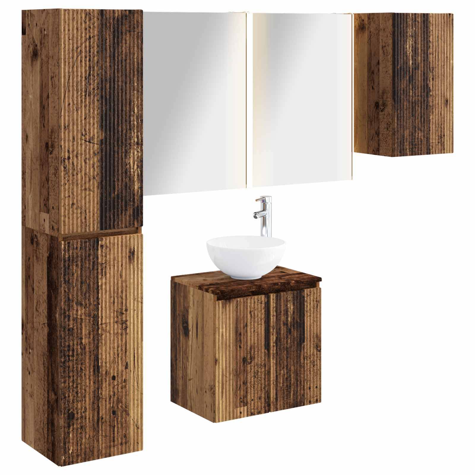 vidaXL Badezimmerschrank-Set 5 pcs Altholz 53 x 15,5 x 70 cm
