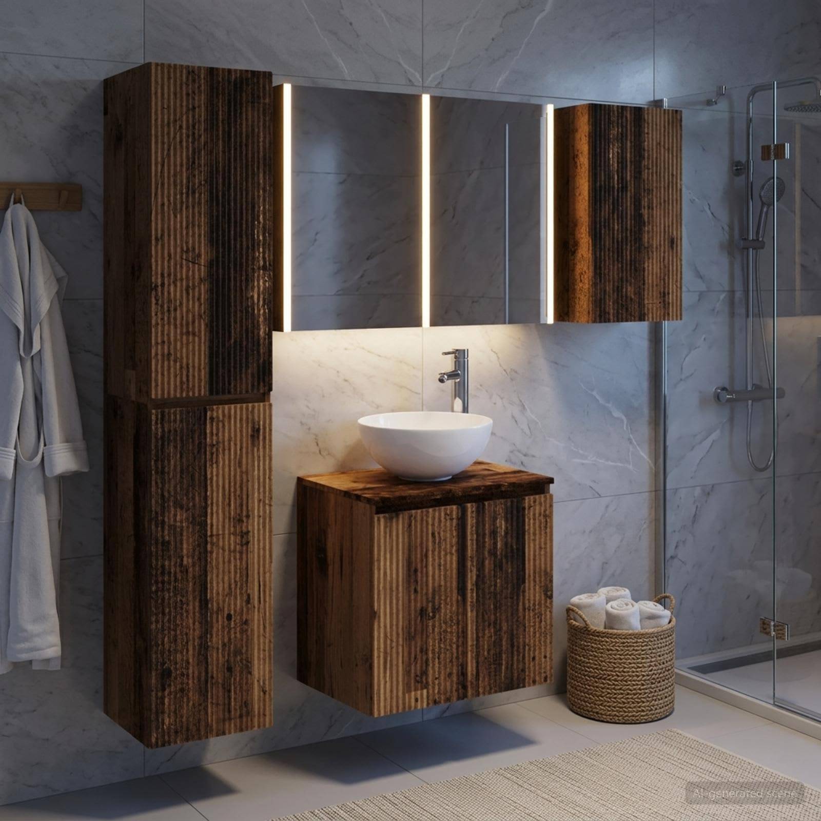 vidaXL Badezimmerschrank-Set 5 pcs Altholz 53 x 15,5 x 70 cm