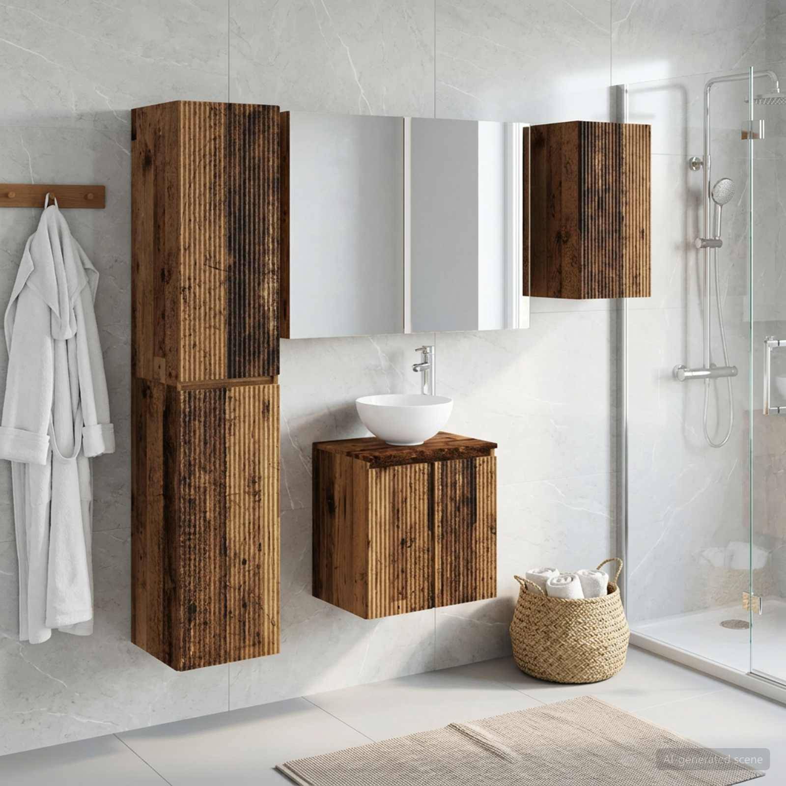 vidaXL Badezimmerschrank-Set 5 pcs Altholz 53 x 15,5 x 70 cm