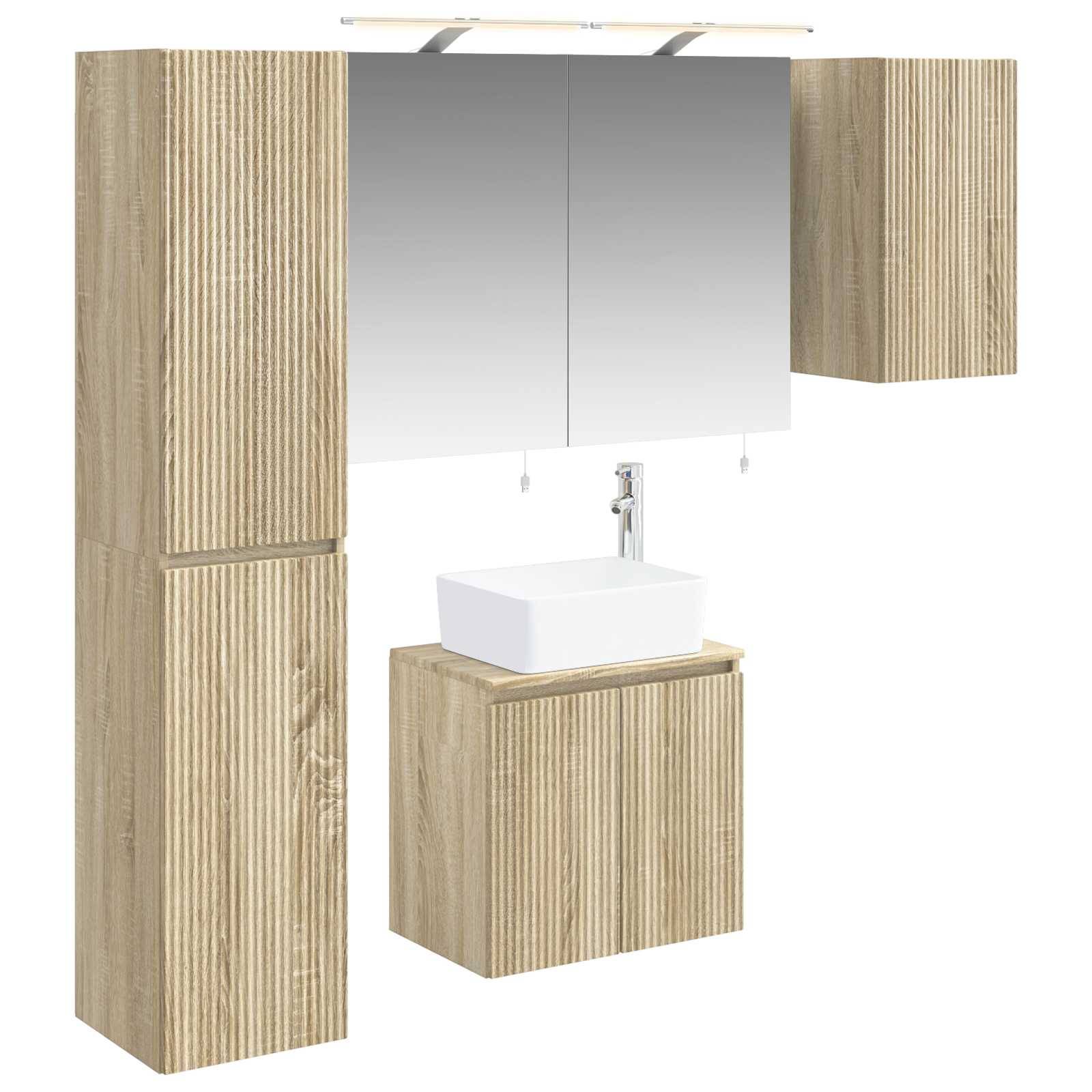 vidaXL Badezimmerschrank-Set 5 pcs Sonoma-Eiche 50 x 14,5 x 70 cm